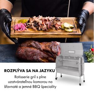 Klarstein Sauenland Pro XL, gril na prasiatko, otočný špíz, 13 W, 4 kolieska, ušľachtilá oceľ