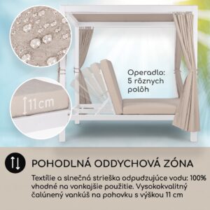 Blumfeldt Eremitage Double XL, ležadlo, pre 2 osoby, oceľový rám, slnečná strecha, závesy