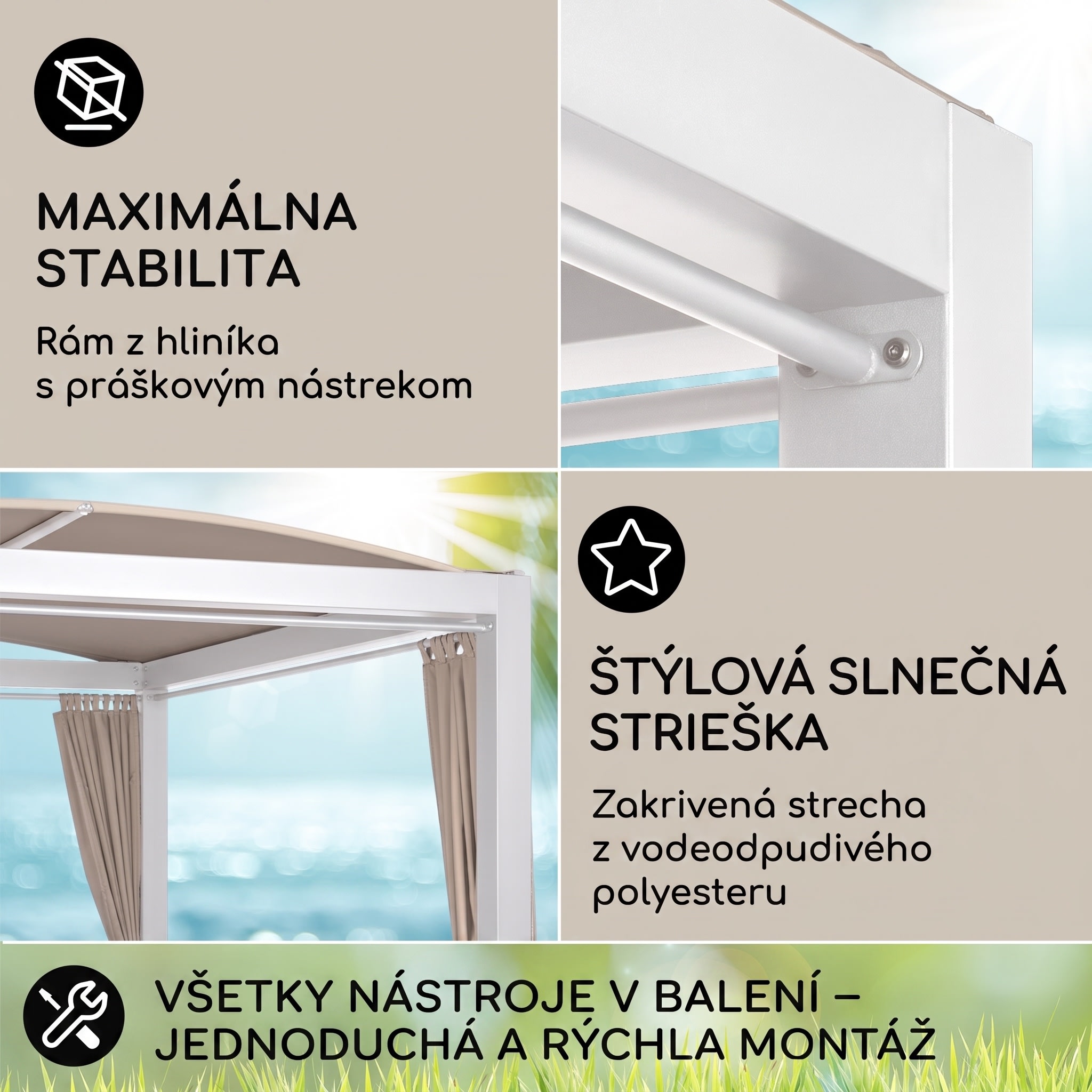 Blumfeldt Eremitage Double XL, ležadlo, pre 2 osoby, oceľový rám, slnečná strecha, závesy – Obrázok 2