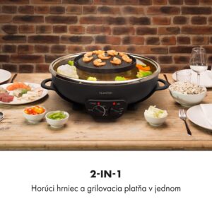 Klarstein Szechuan 2 v 1, hot pot a grilovacia platňa, objem 5 l, 1350/ 600 W, čierny