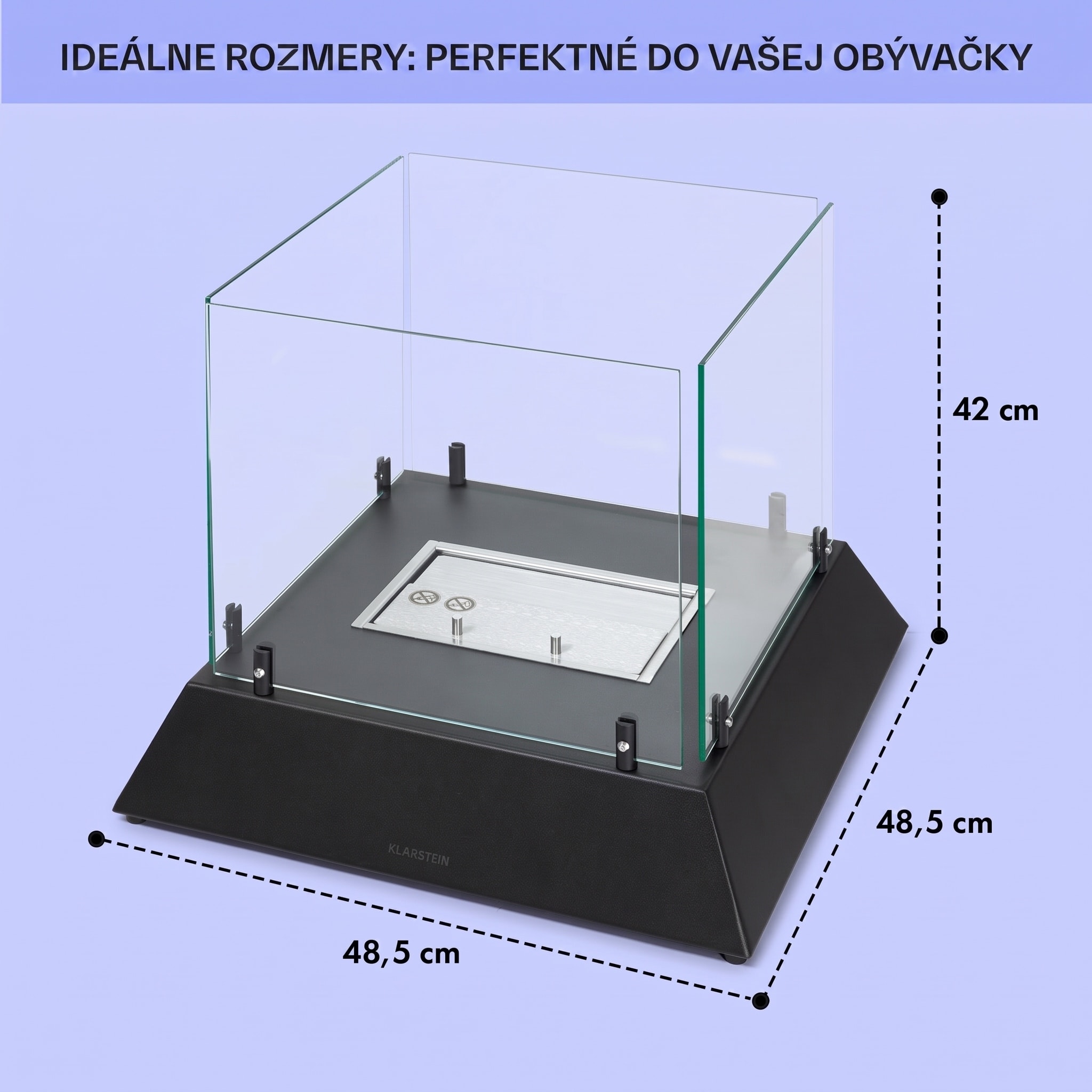 Klarstein Phantasma Cubo, etanolový krb, horáky z nehrdzavejúcej ocele, bez dymu a bez zápachu, bezpečnostné sklo – Obrázok 4