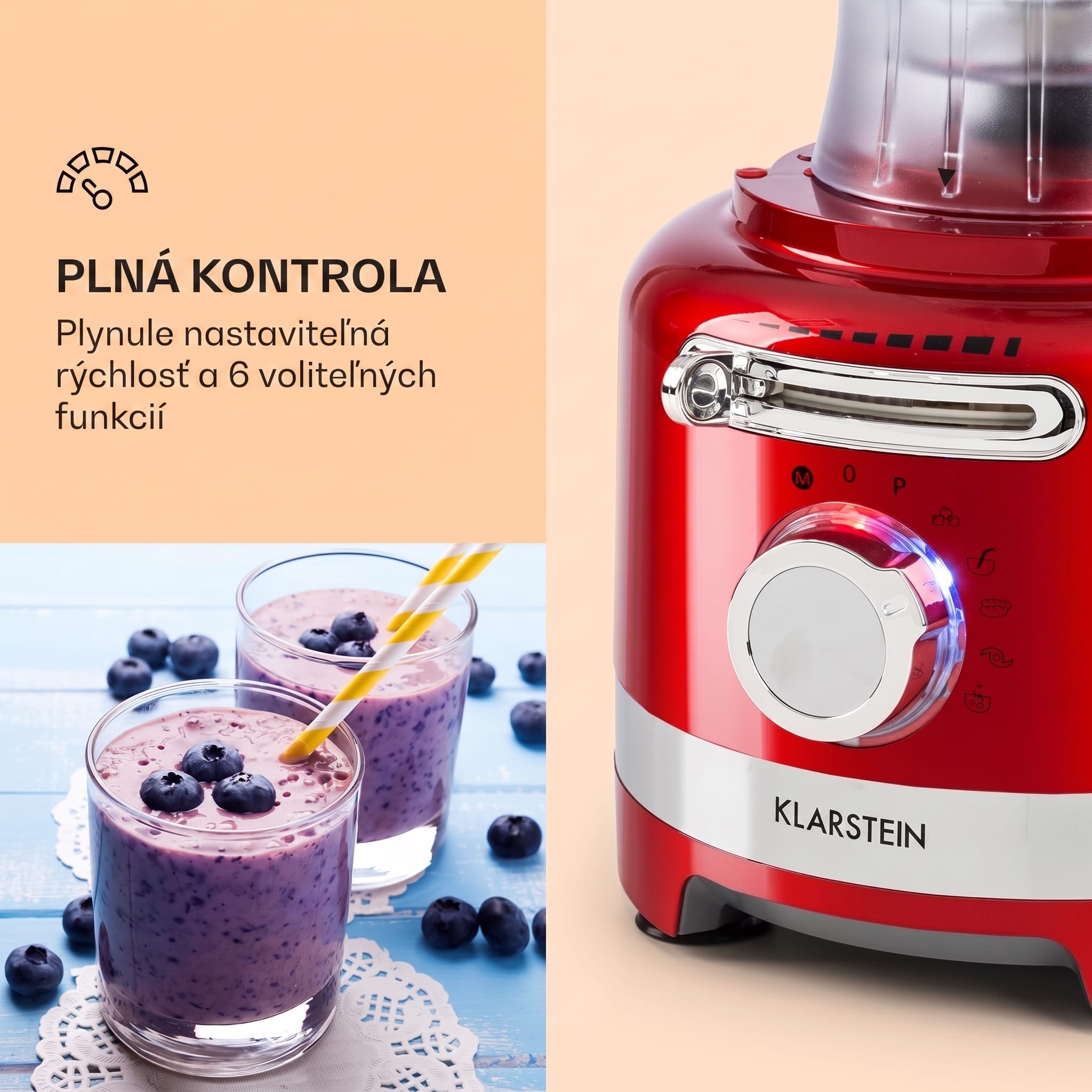 Klarstein Luca, multifunkčný mixér, 1000 W, 3 l, bezstupňové nastavenie rýchlosti, 6 režimov – Obrázok 5