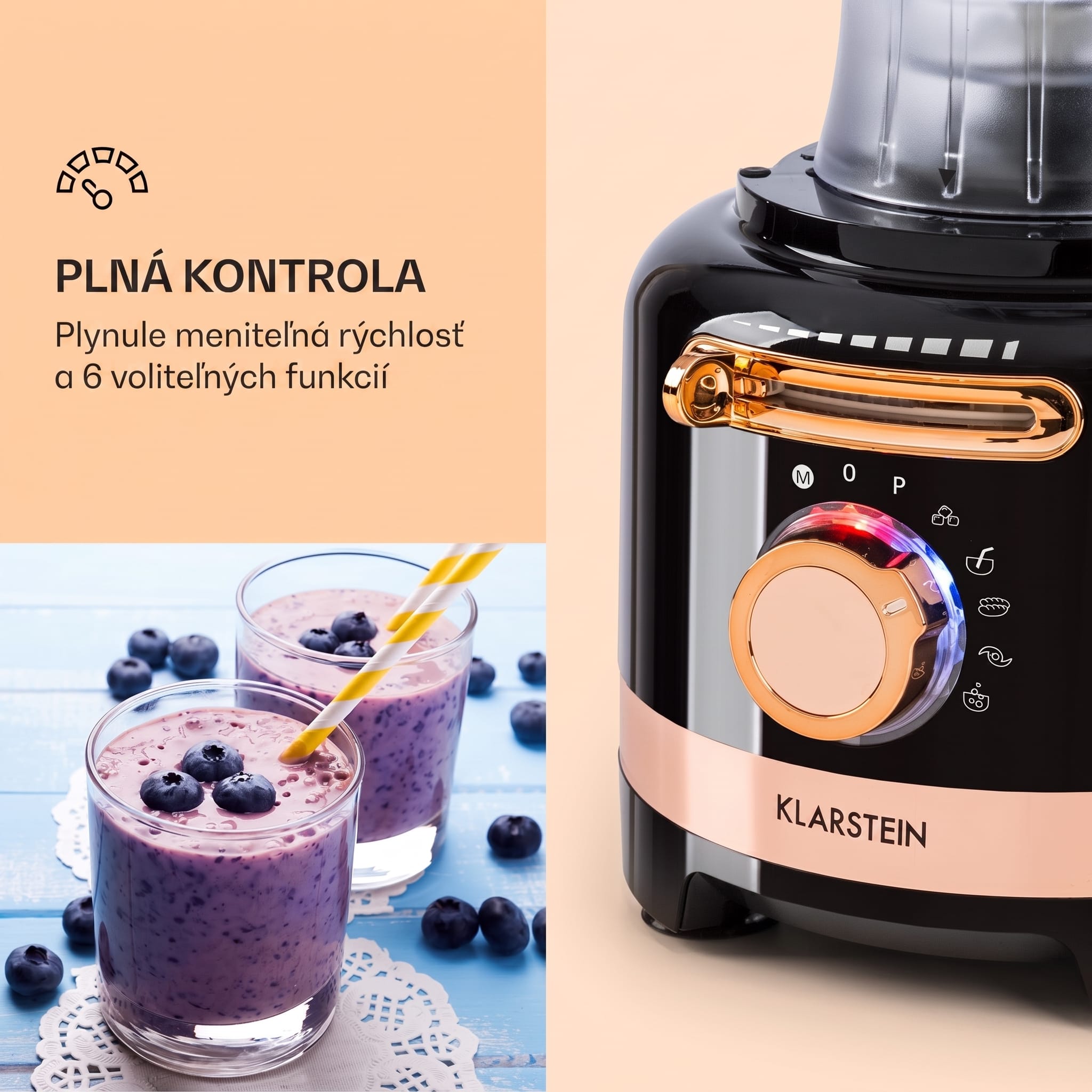 Klarstein Luca, multifunkčný mixér, 1000 W, 3 l, bezstupňové nastavenie rýchlosti, 6 režimov – Obrázok 5