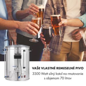 Klarstein Brauheld Pro, sladový kotol, 70 l, 3300 W, 30 – 100 °C, obehové čerpadlo, nehrdzavejúca oceľ