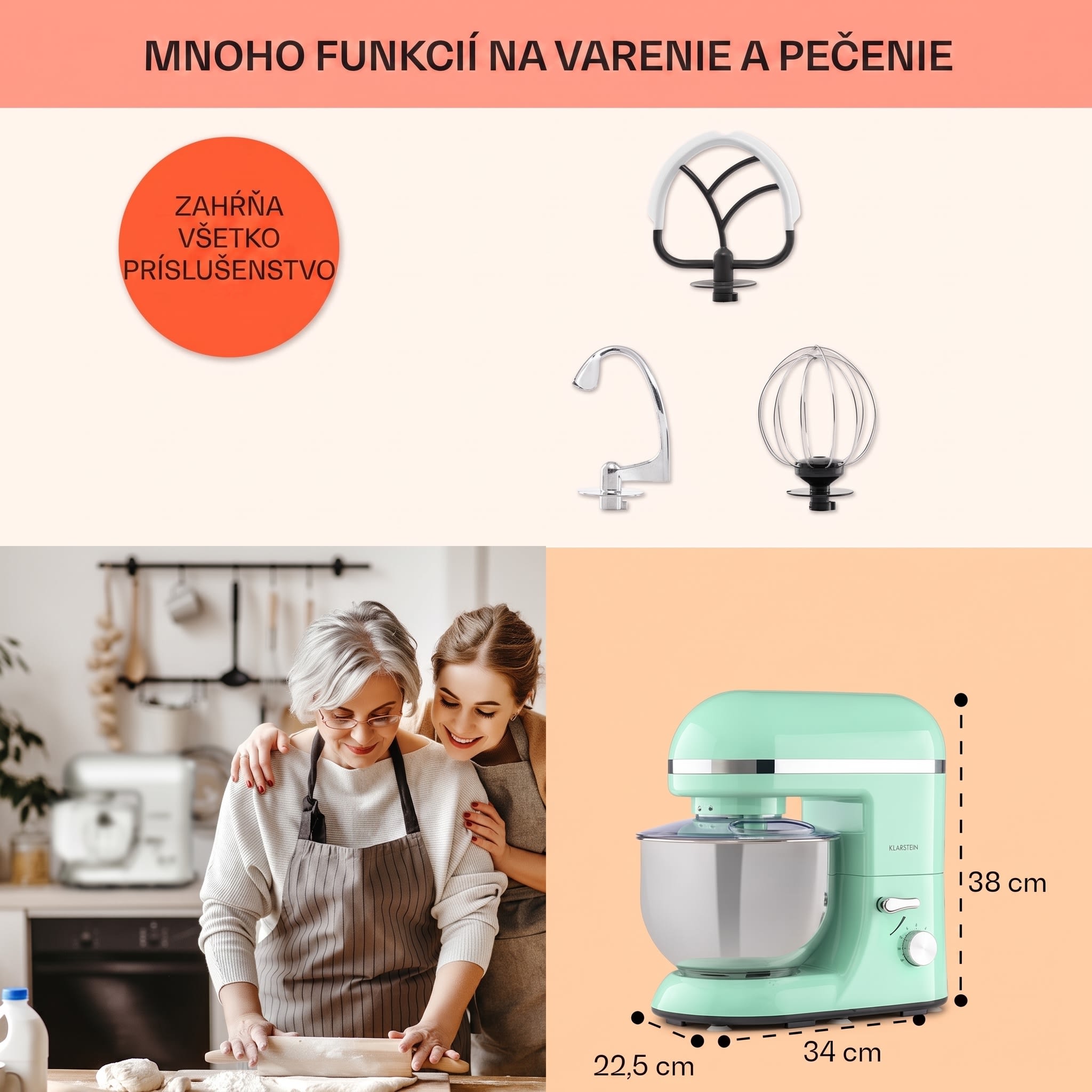Klarstein Bella Elegance, kuchynský robot, 1800 W, 1,7 PS, 6 stupňov, 5 l – Obrázok 4