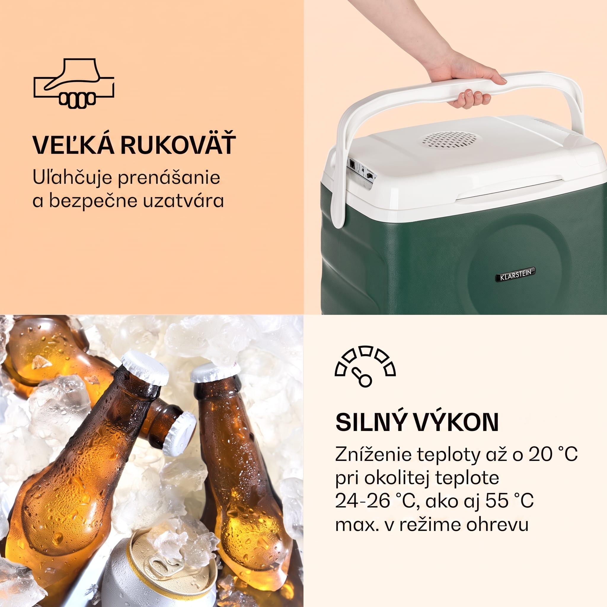 Klarstein BeerBelly 21, autochladnička, elektrický chladiaci box, funkcia chladenia a udržiavania tepla, USB port, režim ECO – Obrázok 4