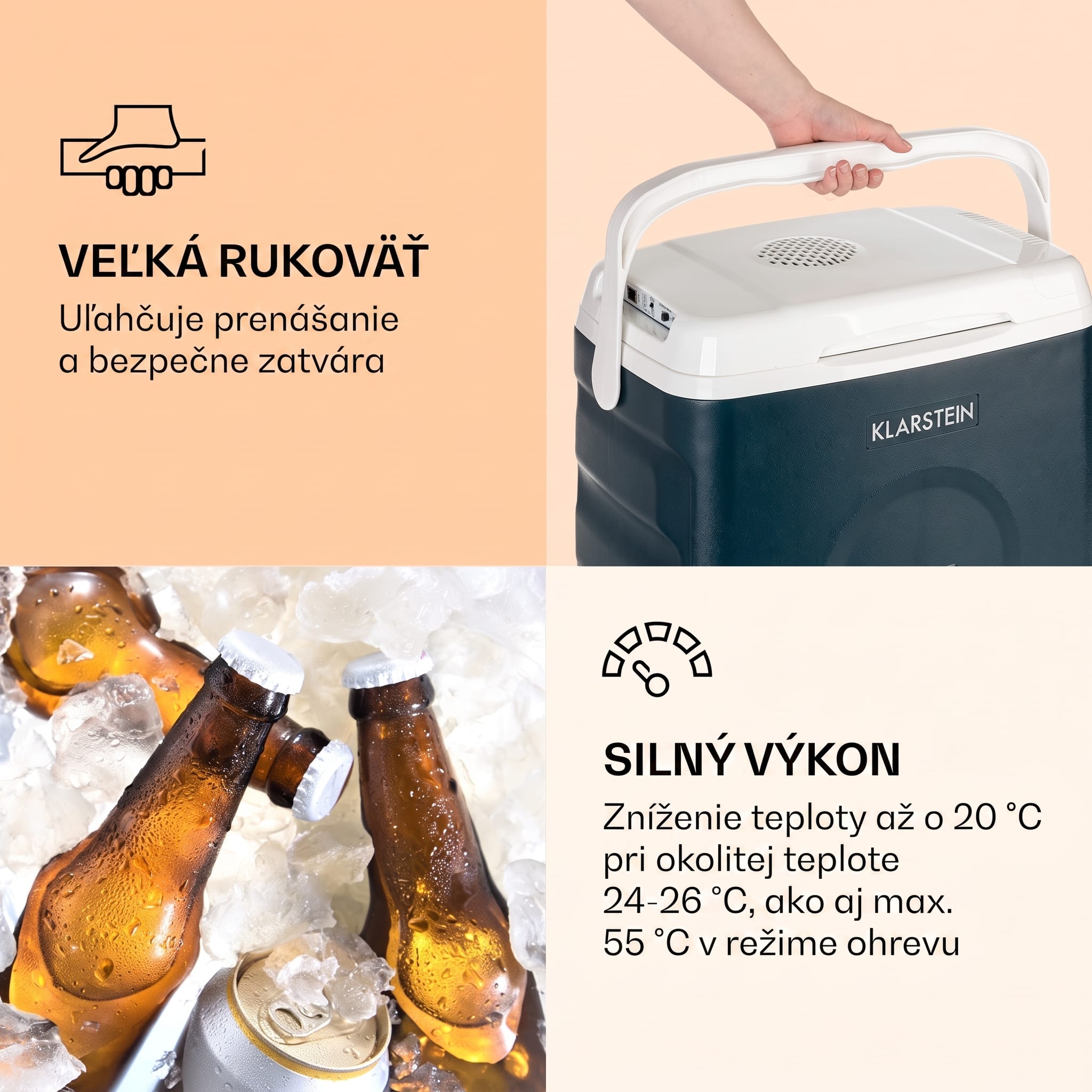 Klarstein BeerBelly 29, autochladnička, elektrický chladiaci box, funkcia chladenia a udržiavania tepla, USB port, režim ECO – Obrázok 4