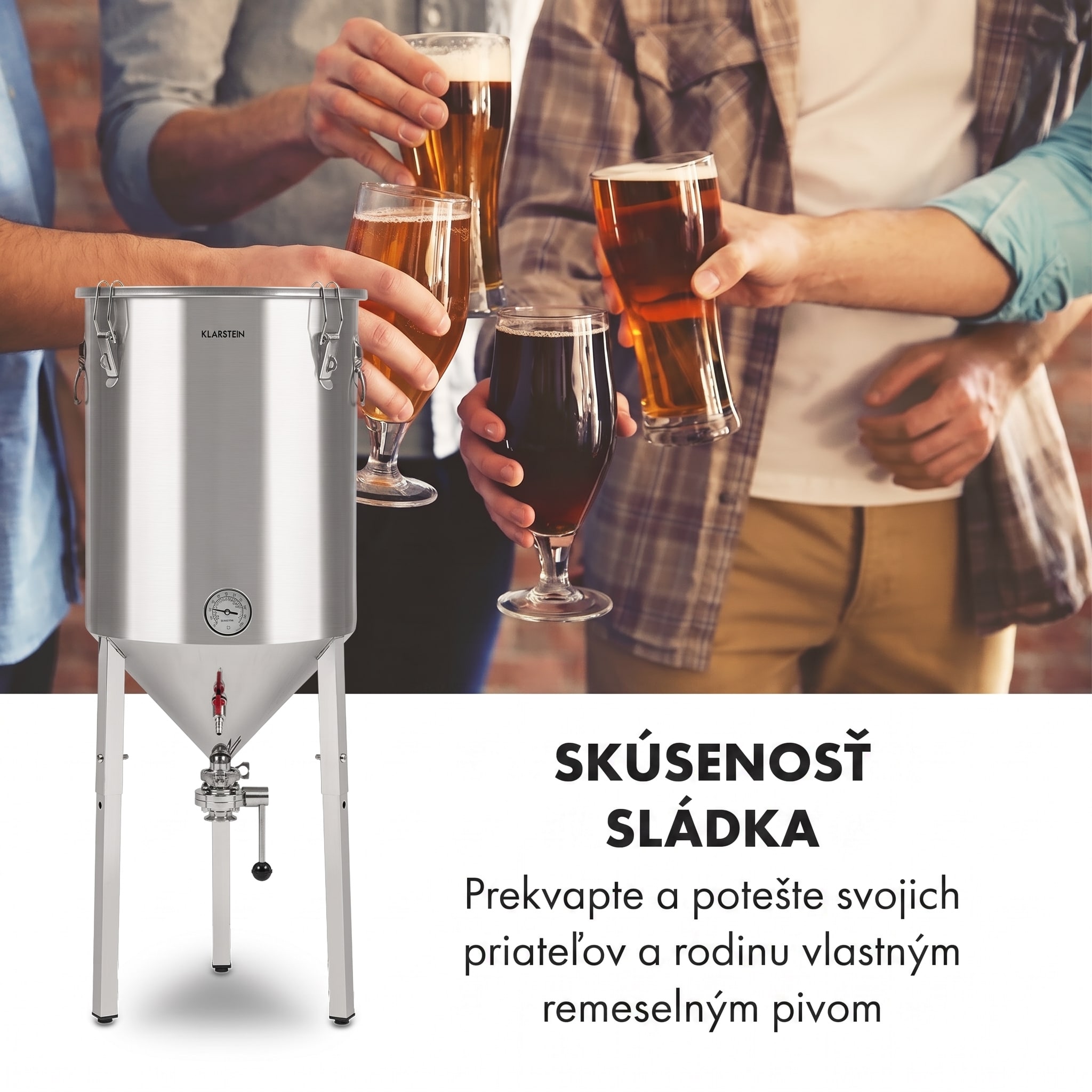 Klarstein Gärkeller Pro XL, fermentačný kotol, 60 l, výpustný ventil na kvasinky, nehrdzavejúca oceľ