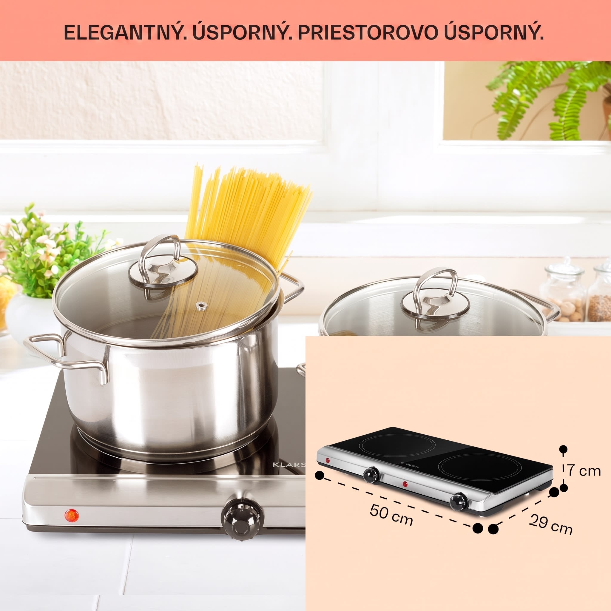 Klarstein Cookbuddy, varná doska, 2400 W, 2 platničky, 5 úrovní výkonu, sklokeramika – Obrázok 5