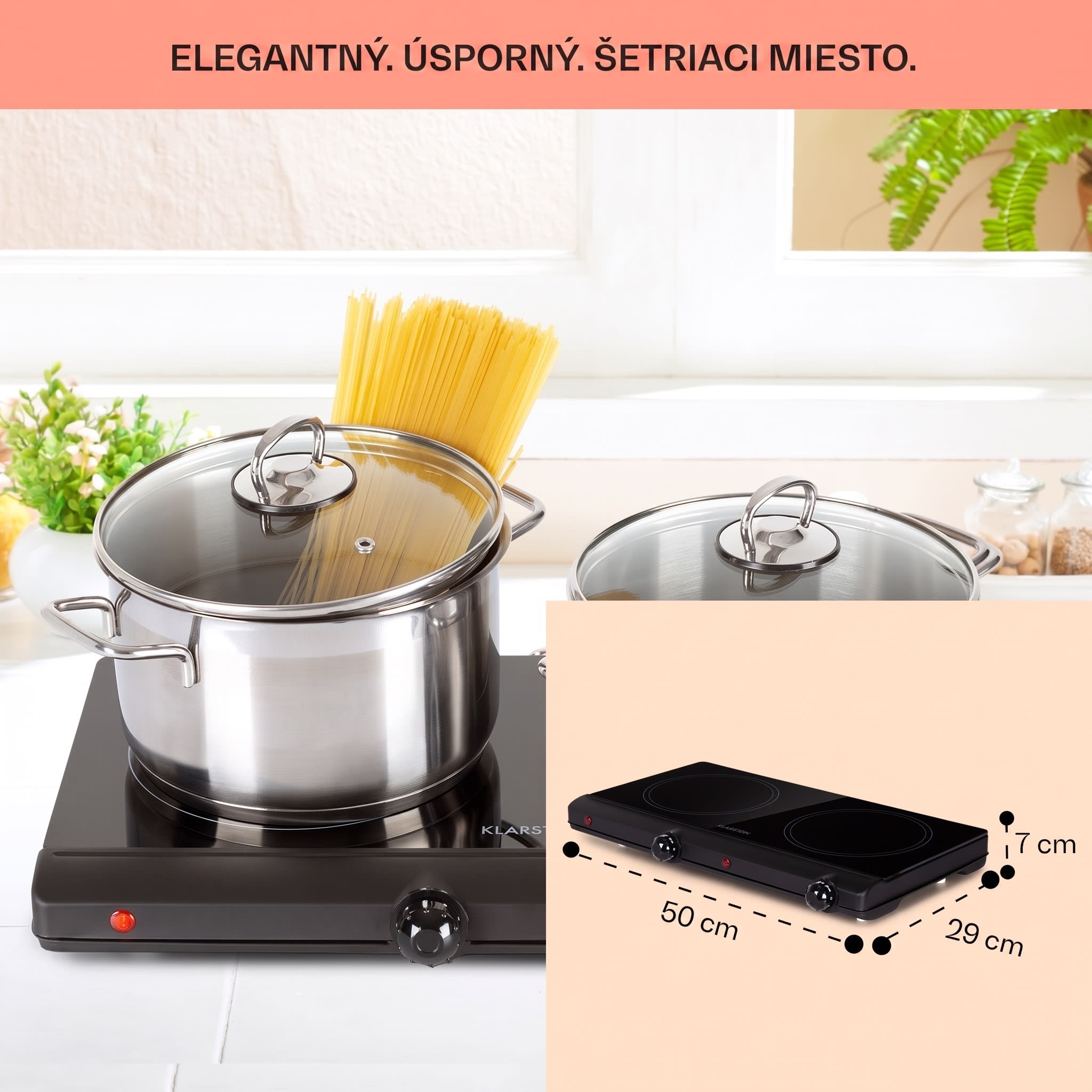 Klarstein Cookbuddy, varná doska, 2400 W, 2 platničky, 5 úrovní výkonu, sklokeramika – Obrázok 5