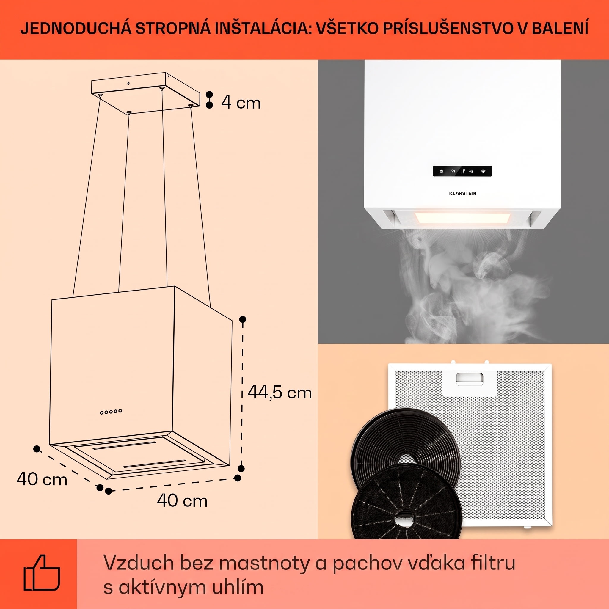 Klarstein Kronleuchter Smart ostrovná digestorová kapucňa 595 m³/h, ovládanie cez aplikáciu, LED panel – Obrázok 4