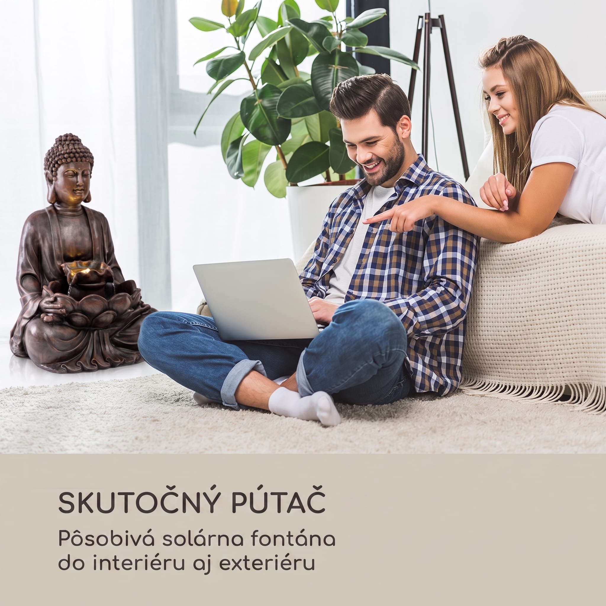 Blumfeldt Dharma solárna fontána LED 48 x 72 x 41 cm (ŠxVxH) polyrezín – Obrázok 2