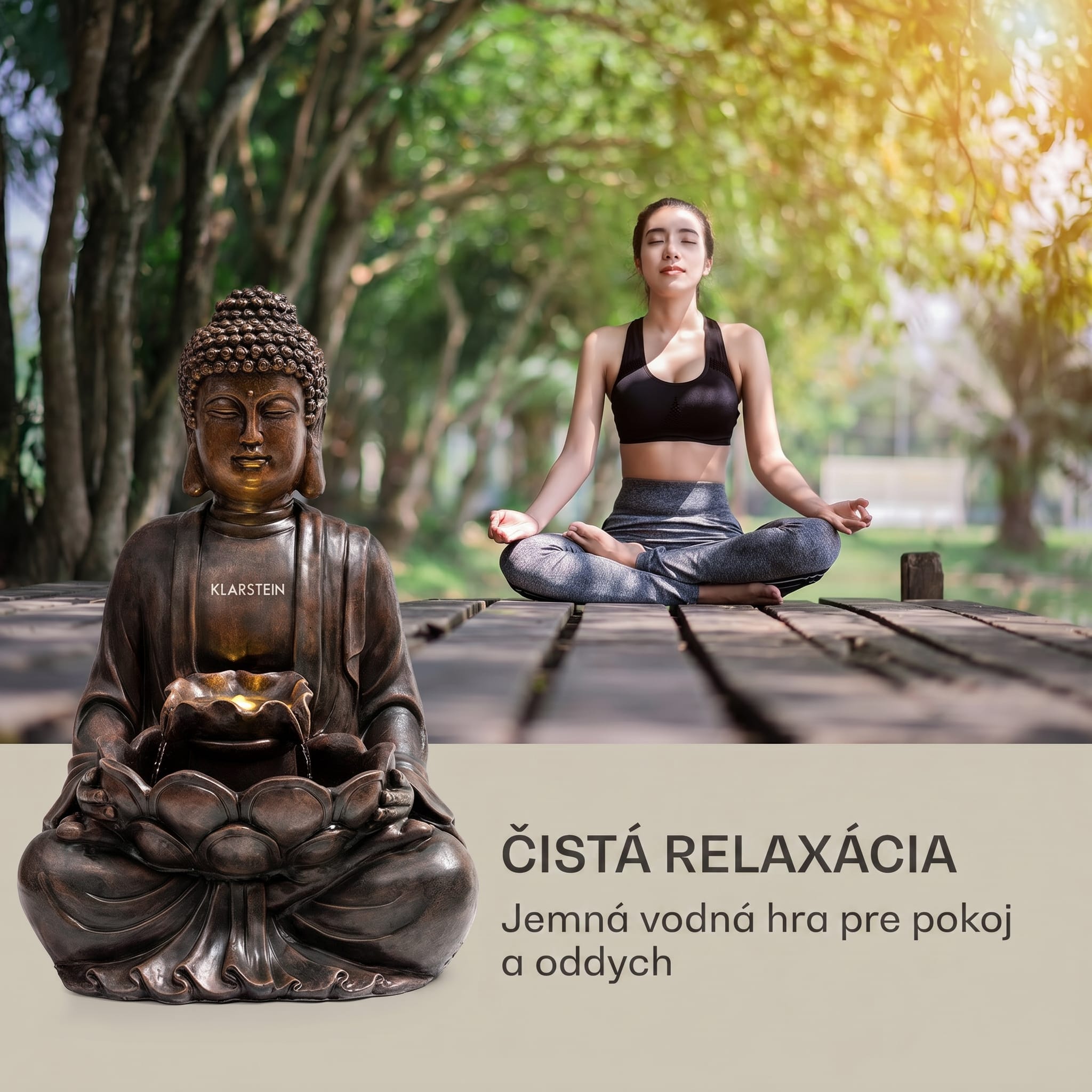 Blumfeldt Dharma solárna fontána LED 48 x 72 x 41 cm (ŠxVxH) polyrezín – Obrázok 3