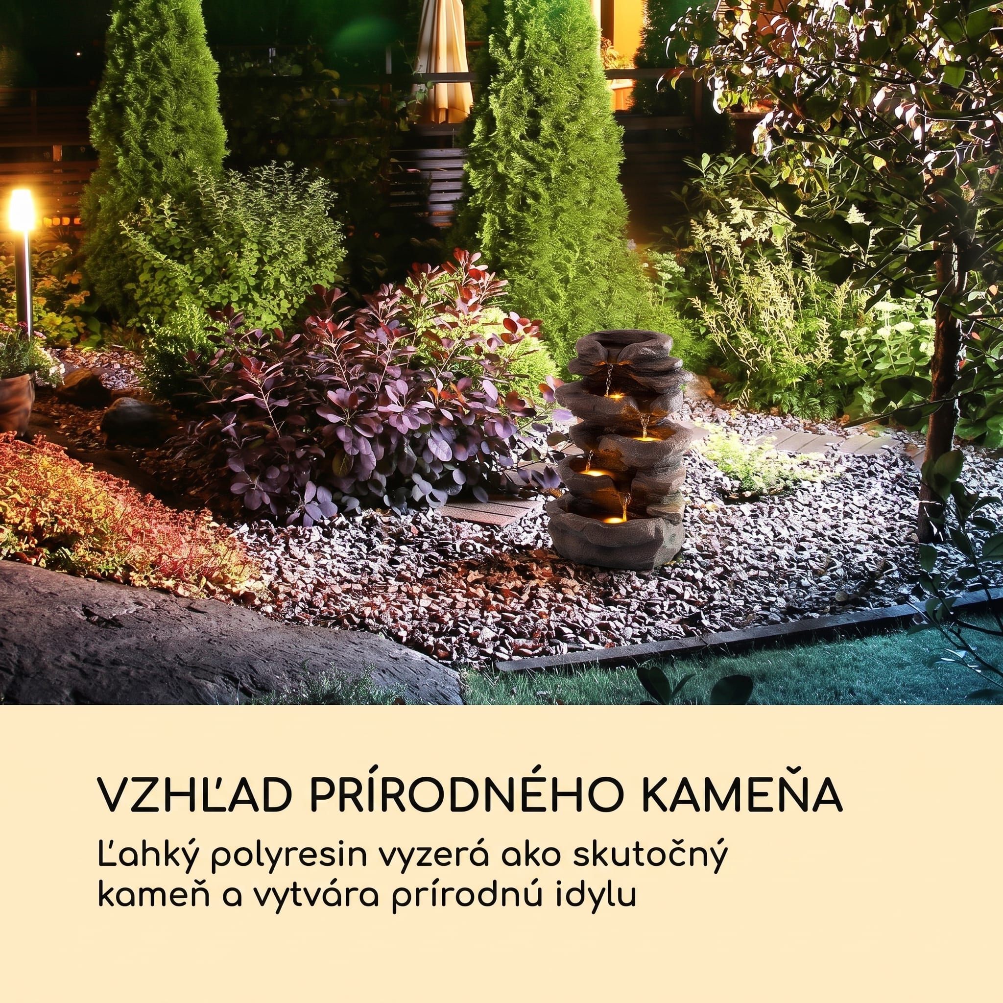 Blumfeldt Stonehenge, solárna fontána, LED osvetlenie, polyresin, lítiovo-iónový akumulátor – Obrázok 2