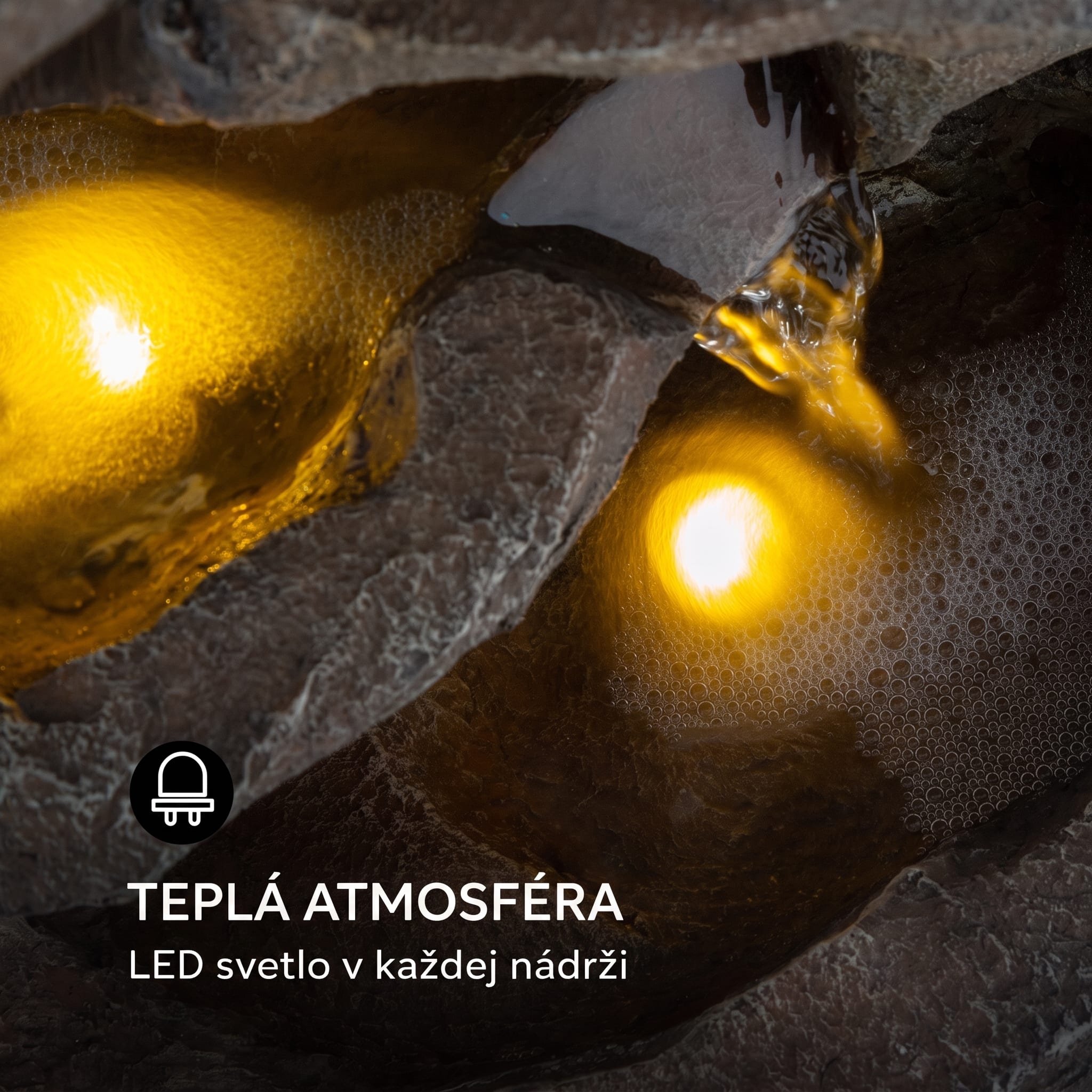 Blumfeldt Stonehenge, solárna fontána, LED osvetlenie, polyresin, lítiovo-iónový akumulátor – Obrázok 3