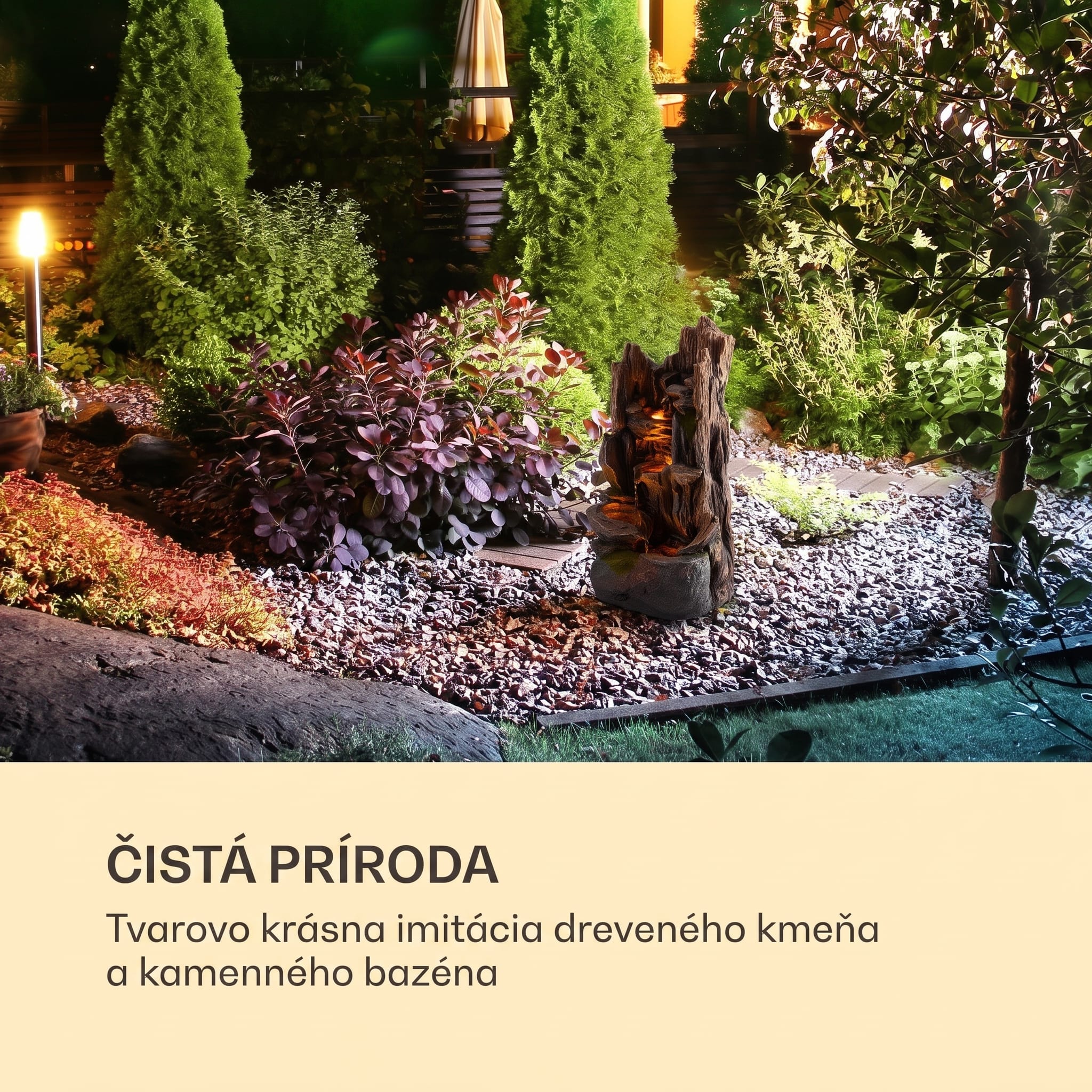 Blumfeldt Mystic Tree solárna fontána s LED osvetlením, polyrezín – Obrázok 2