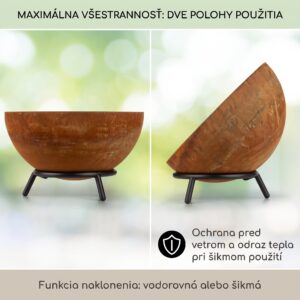 Blumfeldt Fireball Rust, ohnisko, Ø 60 cm, výklopný rošt, hrdzavý vzhľad