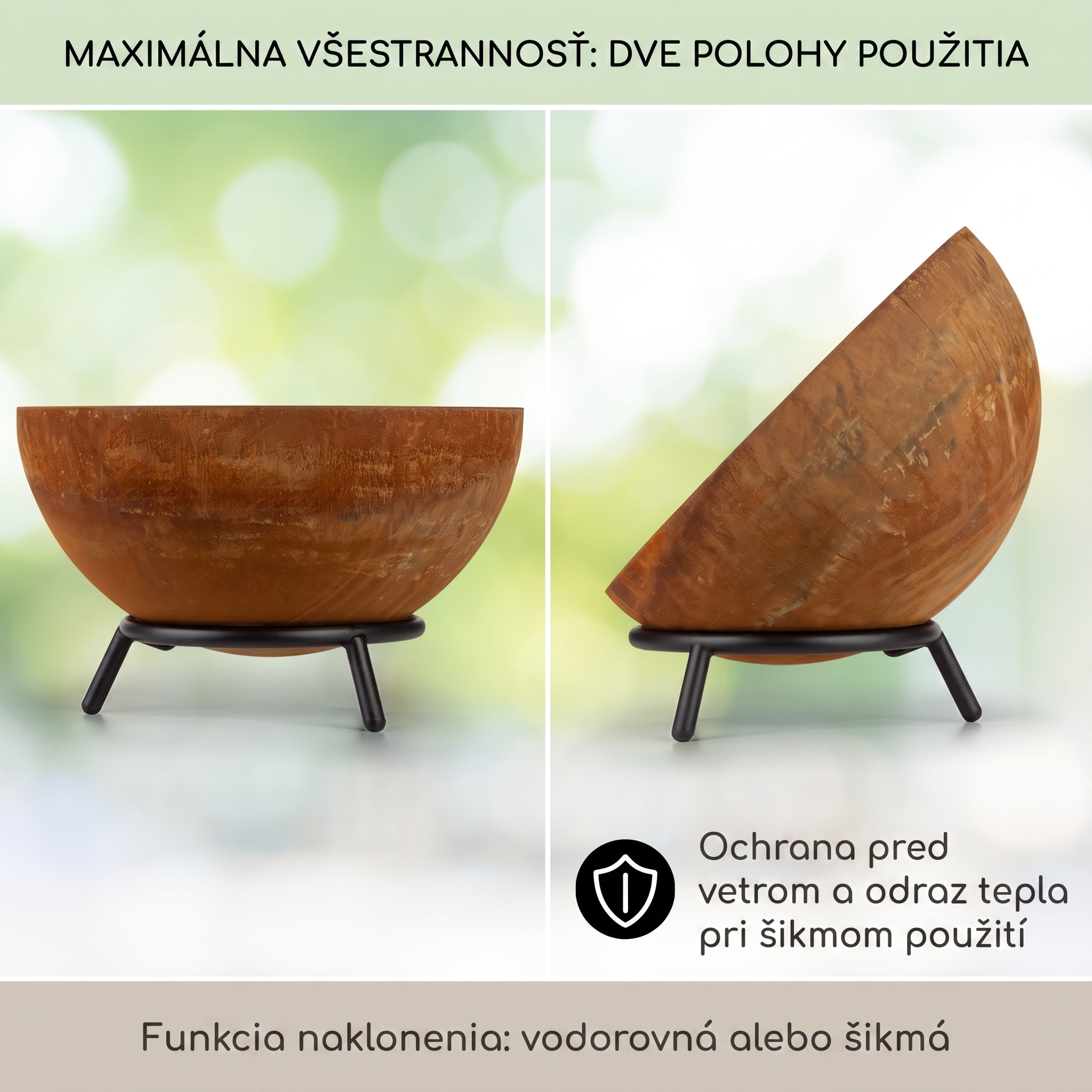 Blumfeldt Fireball Rust, ohnisko, Ø 60 cm, výklopný rošt, hrdzavý vzhľad
