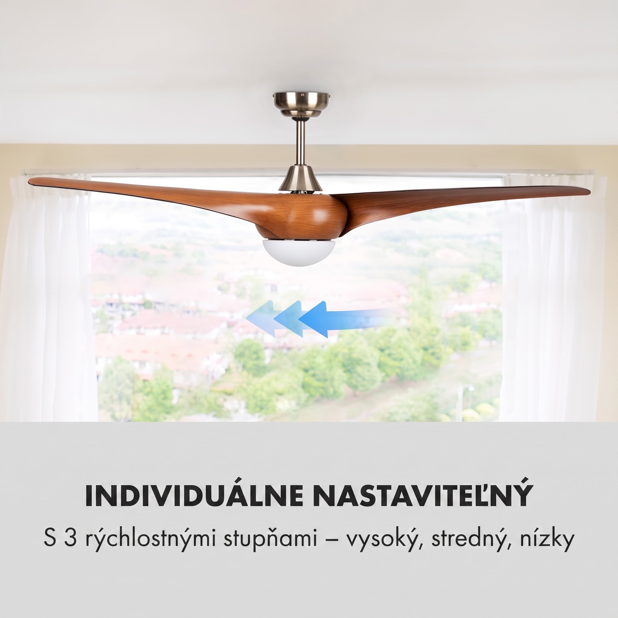 Klarstein Monteverde, stropný ventilátor, stropné svetlo, 52", 8376 m³/h, 3 lopatky – Obrázok 4