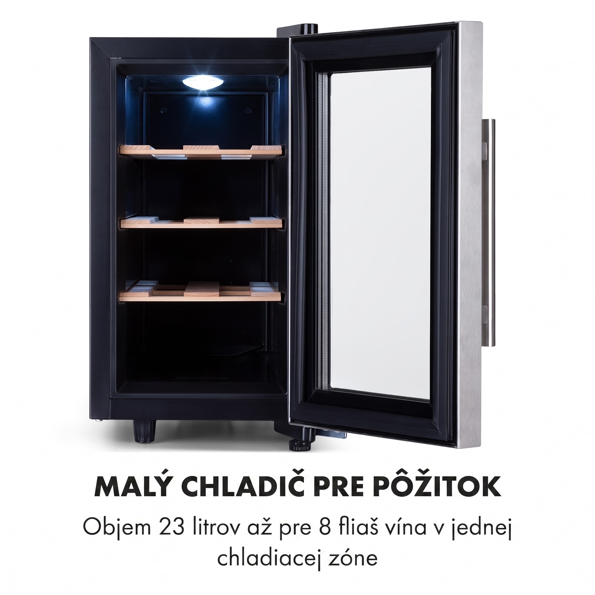 Klarstein Reserva 8 Uno, vinotéka, 23 l, 8 fliaš, 11–18°C, 26 dB, nehrdzavejúca oceľ – Obrázok 2