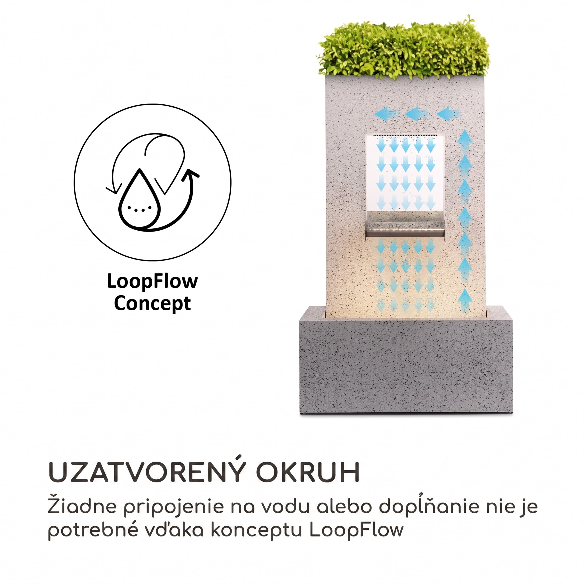 Blumfeldt Bloomingstone, fontána, záhradná fontána, okrasná fontána, 20 W, čerpadlo, zinok, LED – Obrázok 5