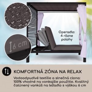Blumfeldt Eremitage Double Lux, lehátko, 4 polohy, pre 2 osoby, 6 cm čalúnenie