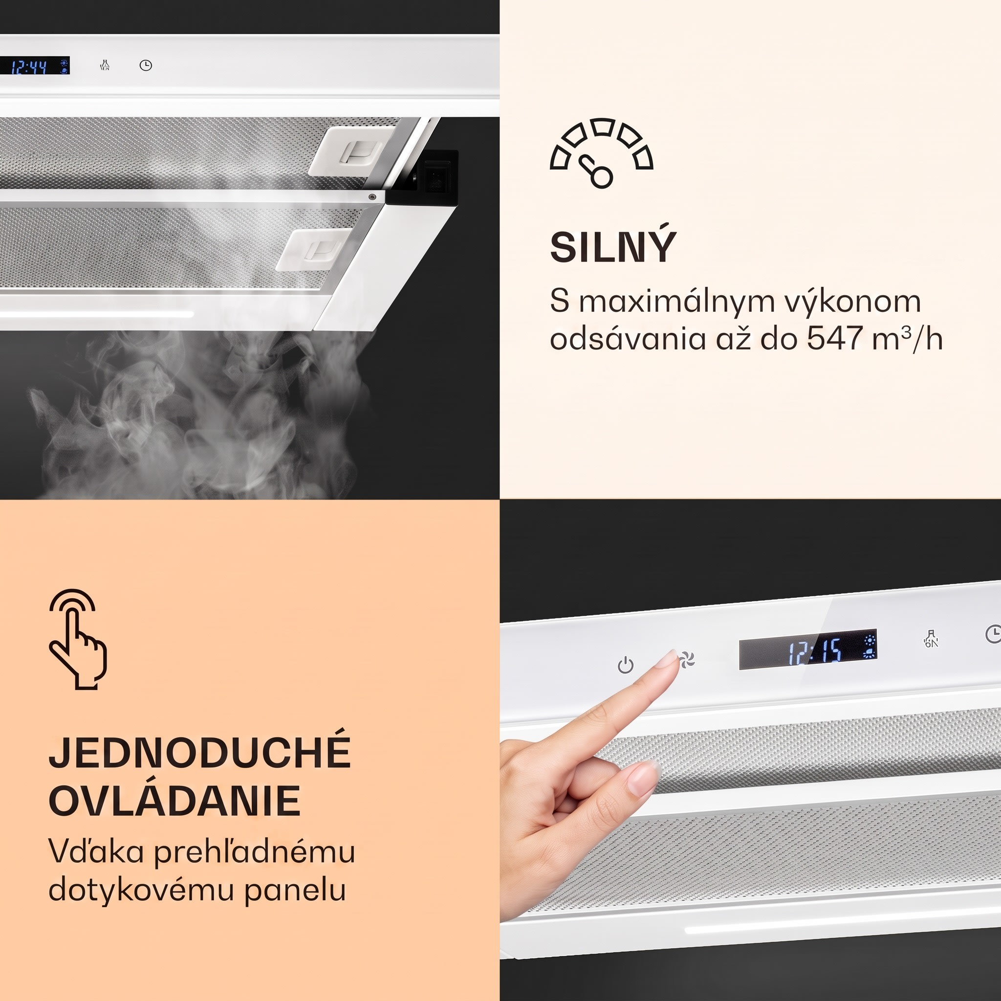 Klarstein Mariana Neo 60, plochý digestor, 60 cm, 547 m³/h, odsávanie vzduchu, LED – Obrázok 3