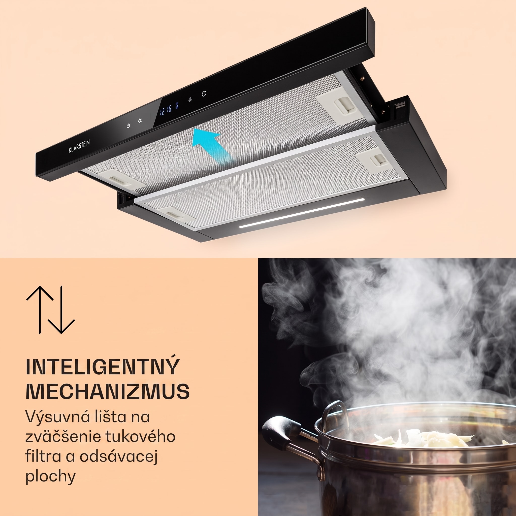 Klarstein Mariana Neo 60, plochý digestor, 60 cm, 547 m³/h, odsávanie vzduchu, LED – Obrázok 4