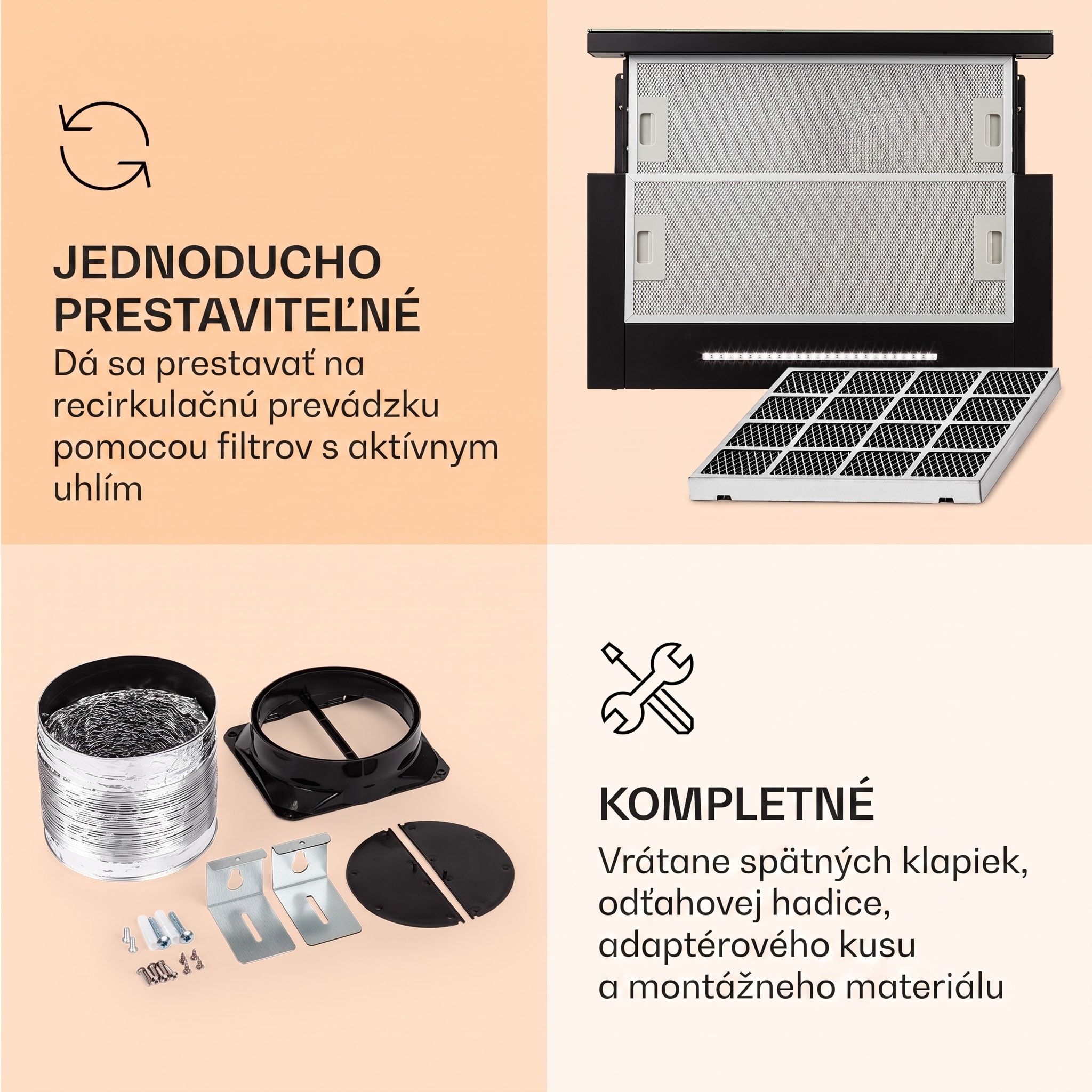 Klarstein Mariana Neo 60, plochý digestor, 60 cm, 547 m³/h, odsávanie vzduchu, LED – Obrázok 5