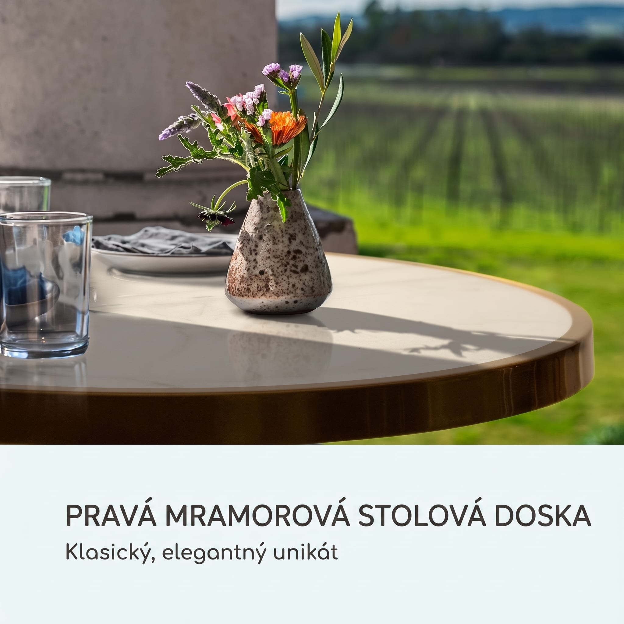 Blumfeldt Patras Lux, bistro stôl s trojnohým podstavcom, mramorový stôl, Ø: 57,5 cm, výška: 72 cm – Obrázok 2
