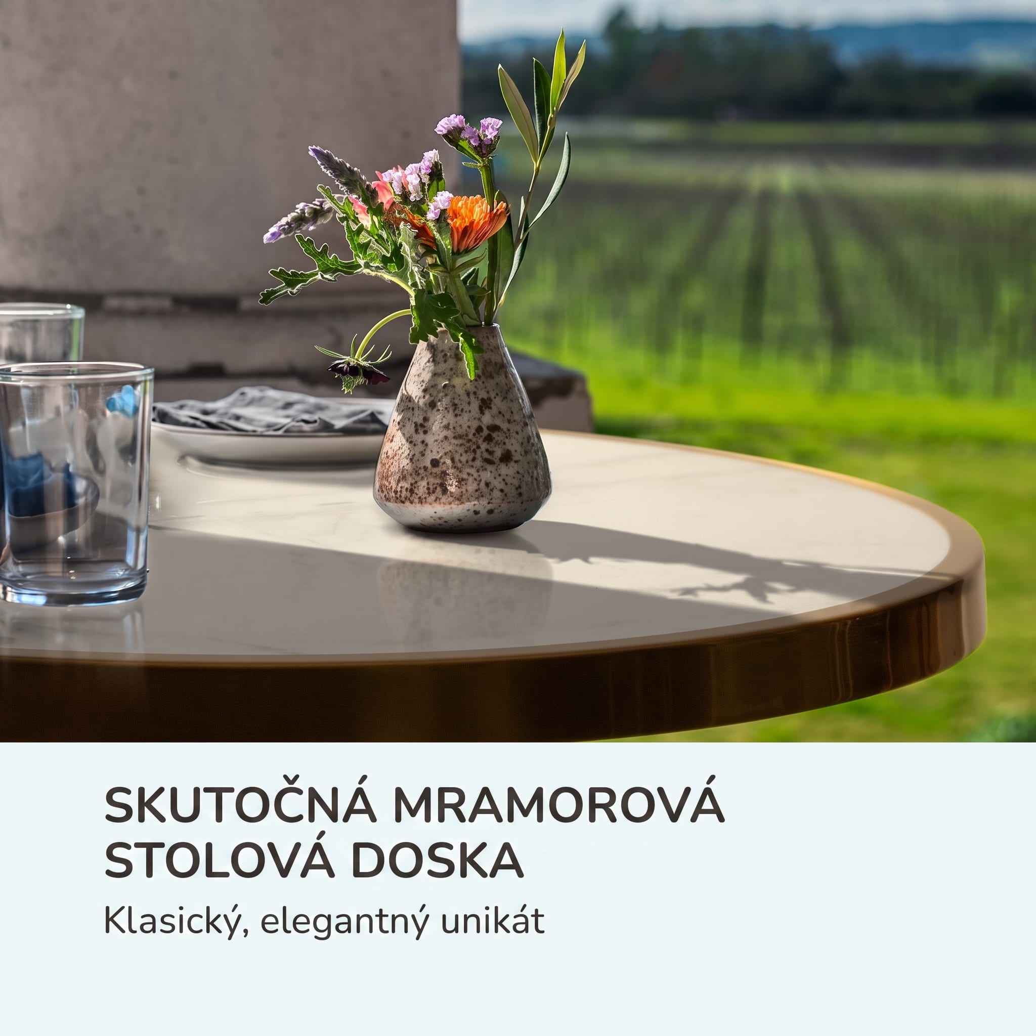 Blumfeldt Patras Jewel, mramorový stôl, secesný štýl, Ø: 57,5 cm, výška: 75 cm, liatinový stojan – Obrázok 2