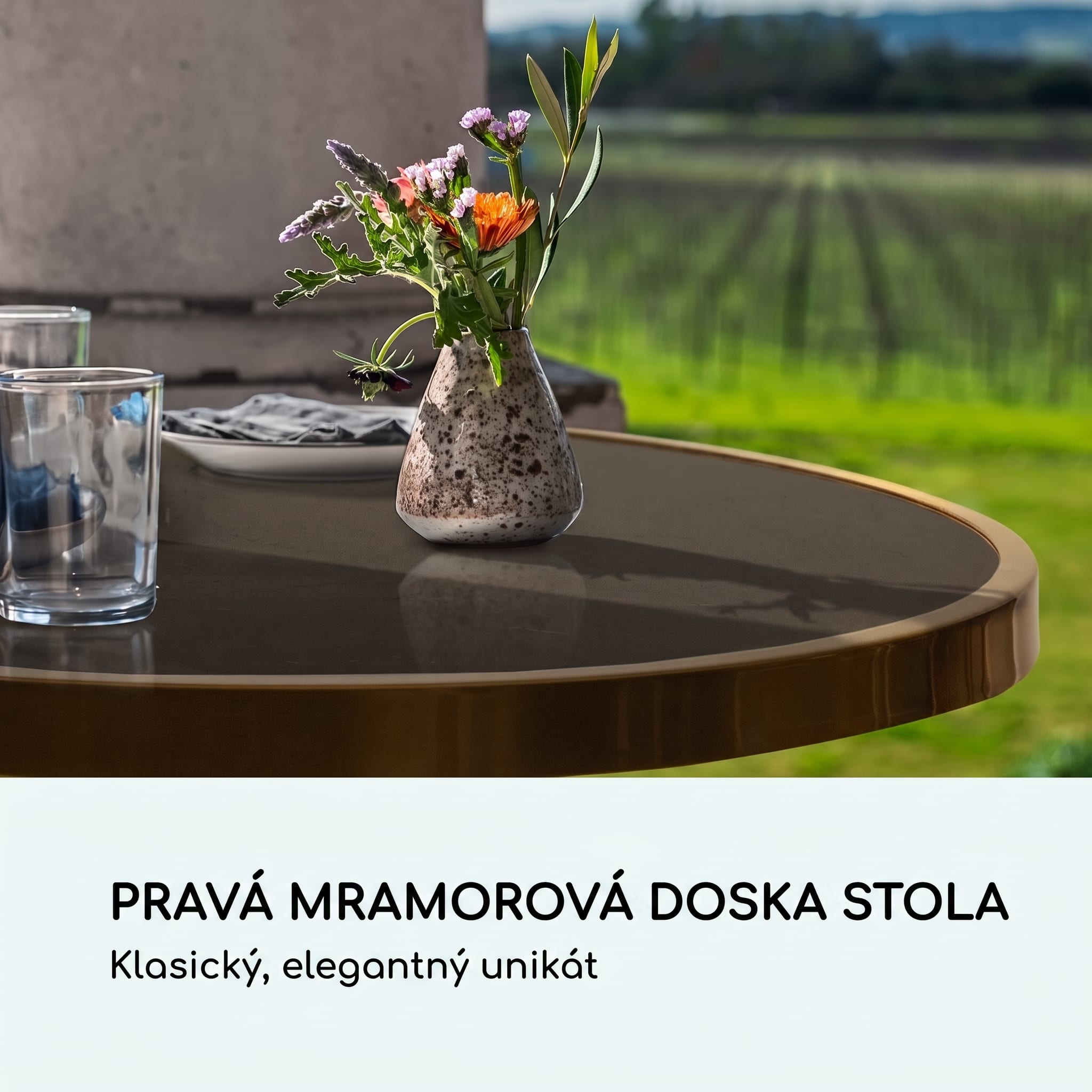 Blumfeldt Patras Lux, bistro stôl s trojnohým podstavcom, mramorový stôl, Ø: 57,5 cm, výška: 72 cm – Obrázok 2