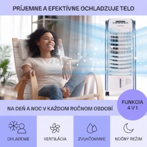 Klarstein Maxfresh, 3 v 1 ochladzovač vzduchu, ventilátor, 65 W, 6 l, diaľkový ovládač, 2 x chladiaci box