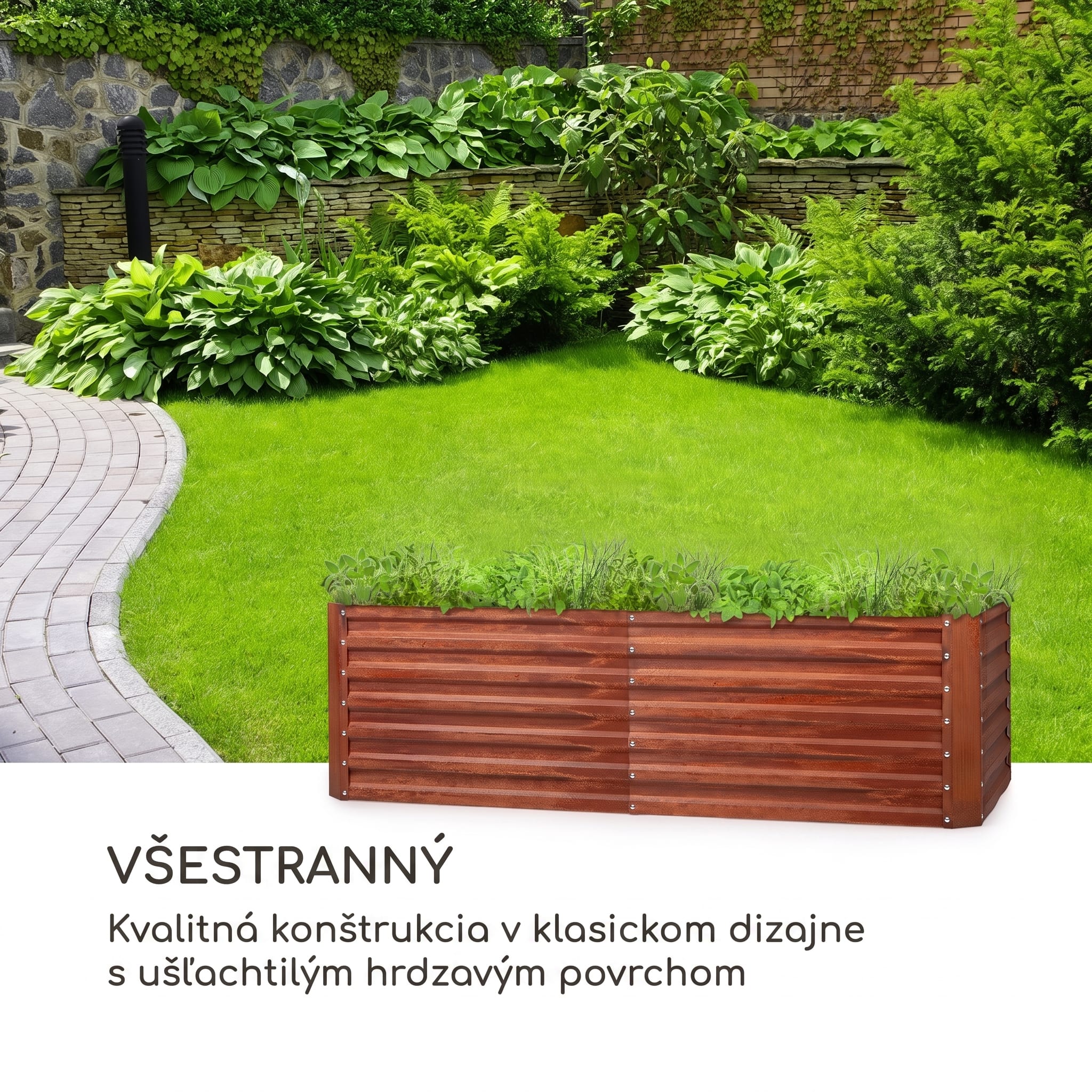 Blumfeldt Rust Grow vyvýšený záhon záhradný záhon pozinkovaný oceľový plech s hrdzavým efektom