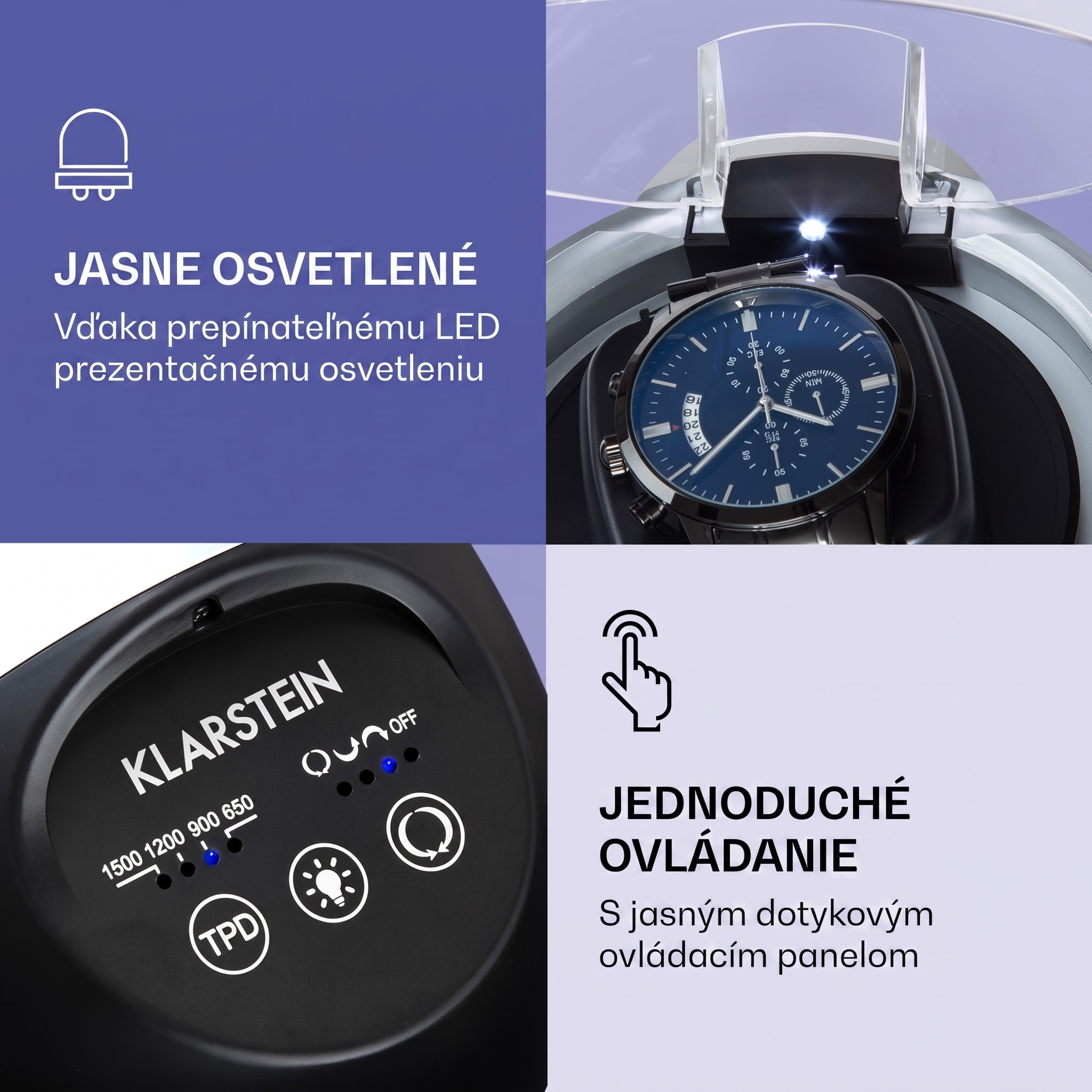Klarstein St. Gallen ll Premium, naťahovač hodín, 4 rýchlosti, 3 rotačné režimy – Obrázok 3