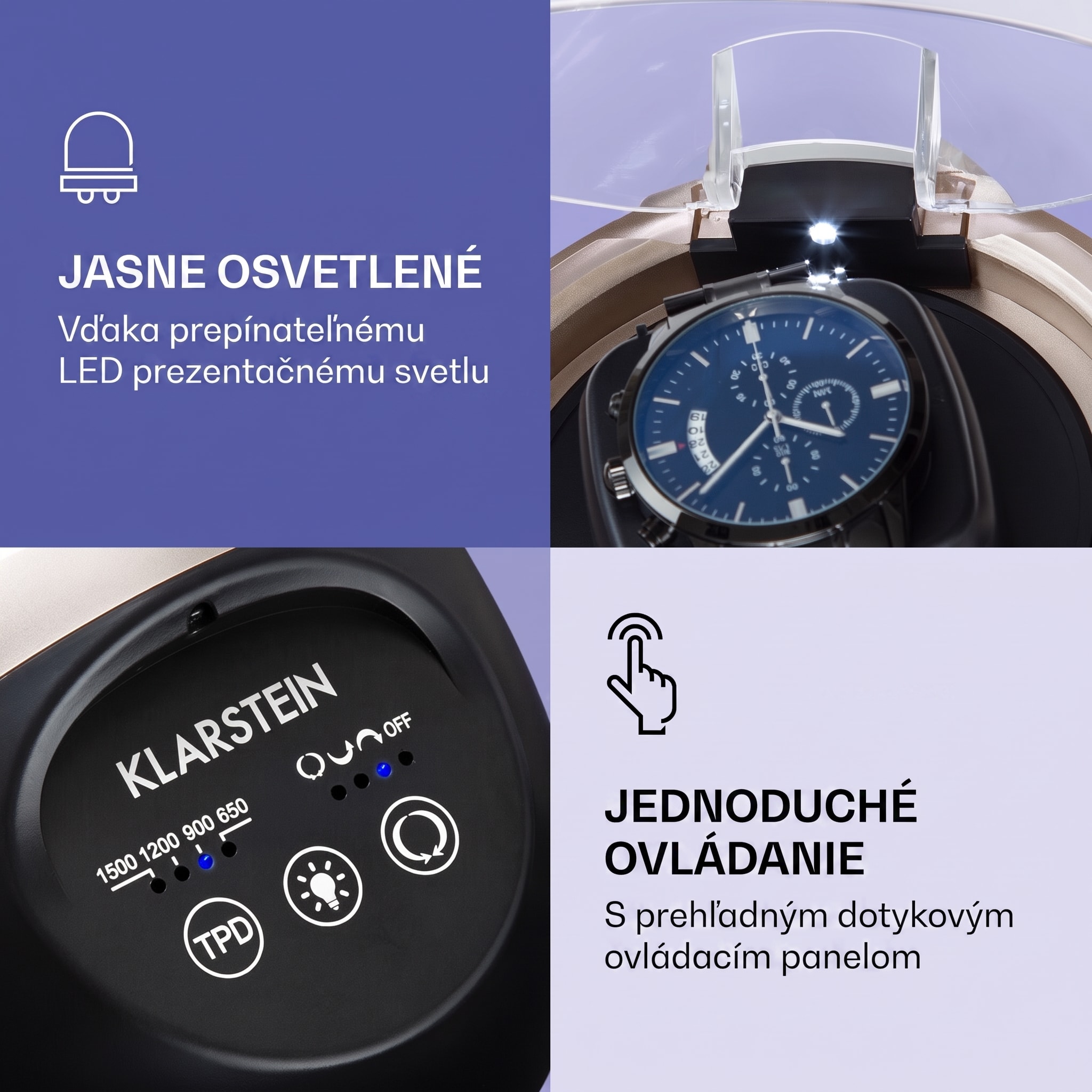 Klarstein St. Gallen ll Premium, naťahovač hodín, 4 rýchlosti, 3 rotačné režimy – Obrázok 3