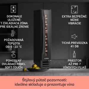 Klarstein Vinovilla 7 built-in Uno Onyx, vstavaná vinotéka, čierne sklo, nehrdzavejúca oceľ