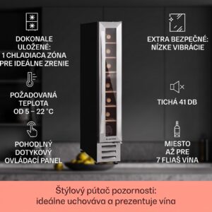 Klarstein Vinovilla 7 built-in Uno, vstavaná vinotéka, sklo, nehrdzavejúca oceľ