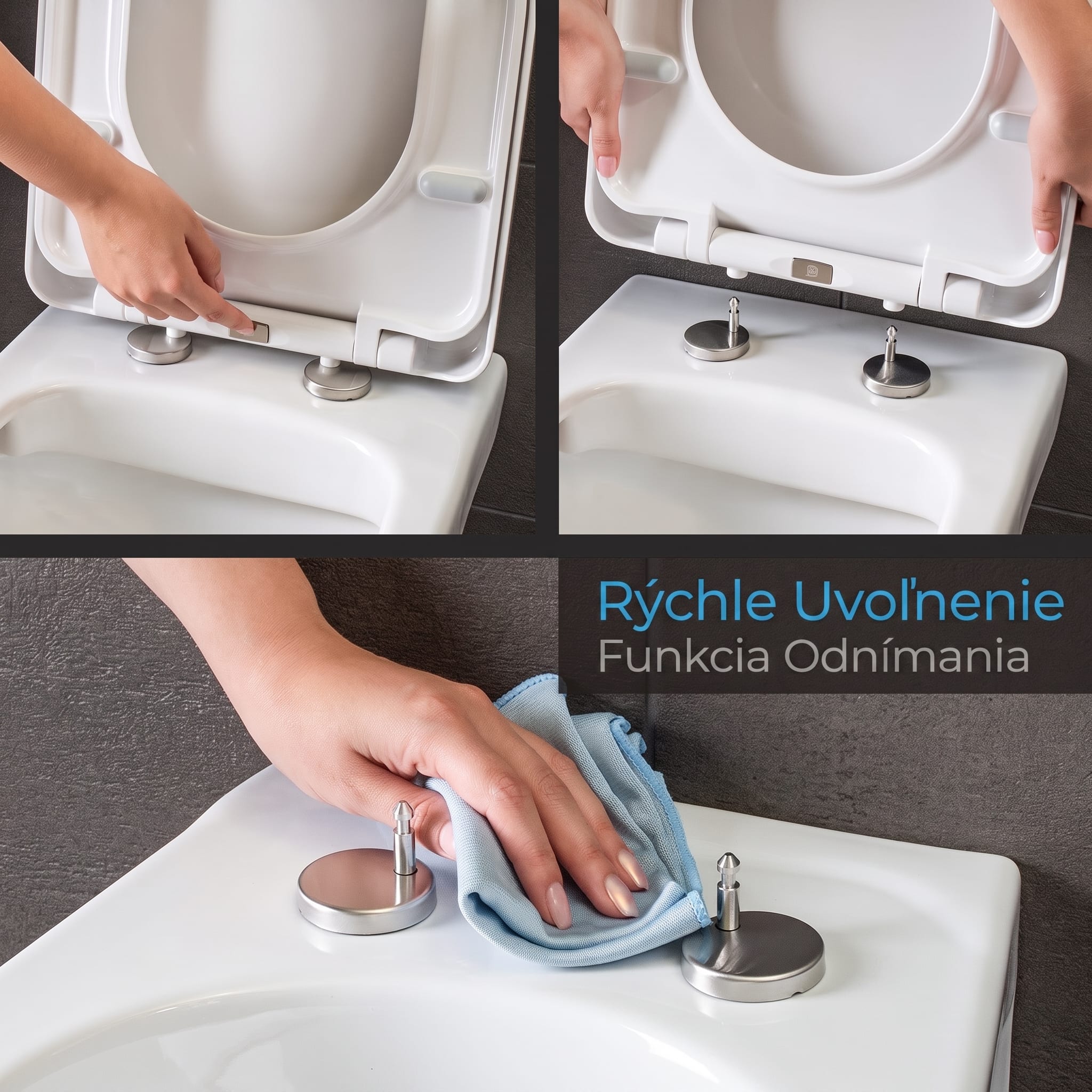 Blumfeldt Senzano WC sedadlo D-tvar s tichým zatváraním antibakteriálne – Obrázok 3