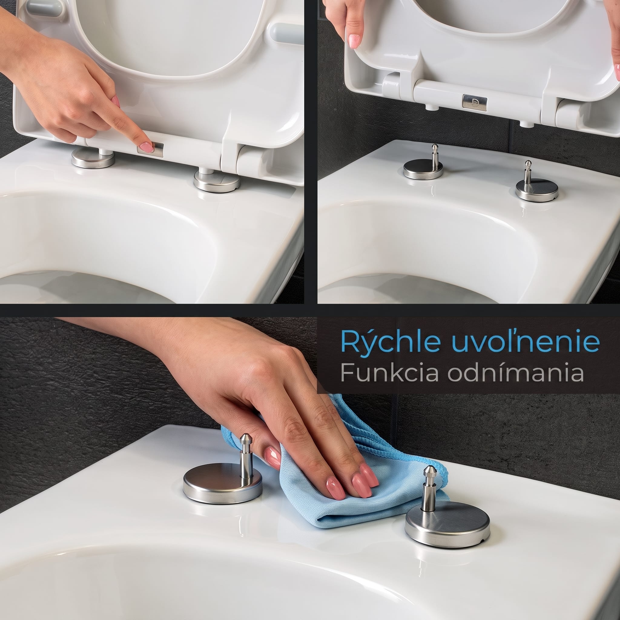 Blumfeldt Lamera toaletné sedadlo hranatého tvaru s tlmeným zatváraním antibakteriálne – Obrázok 3