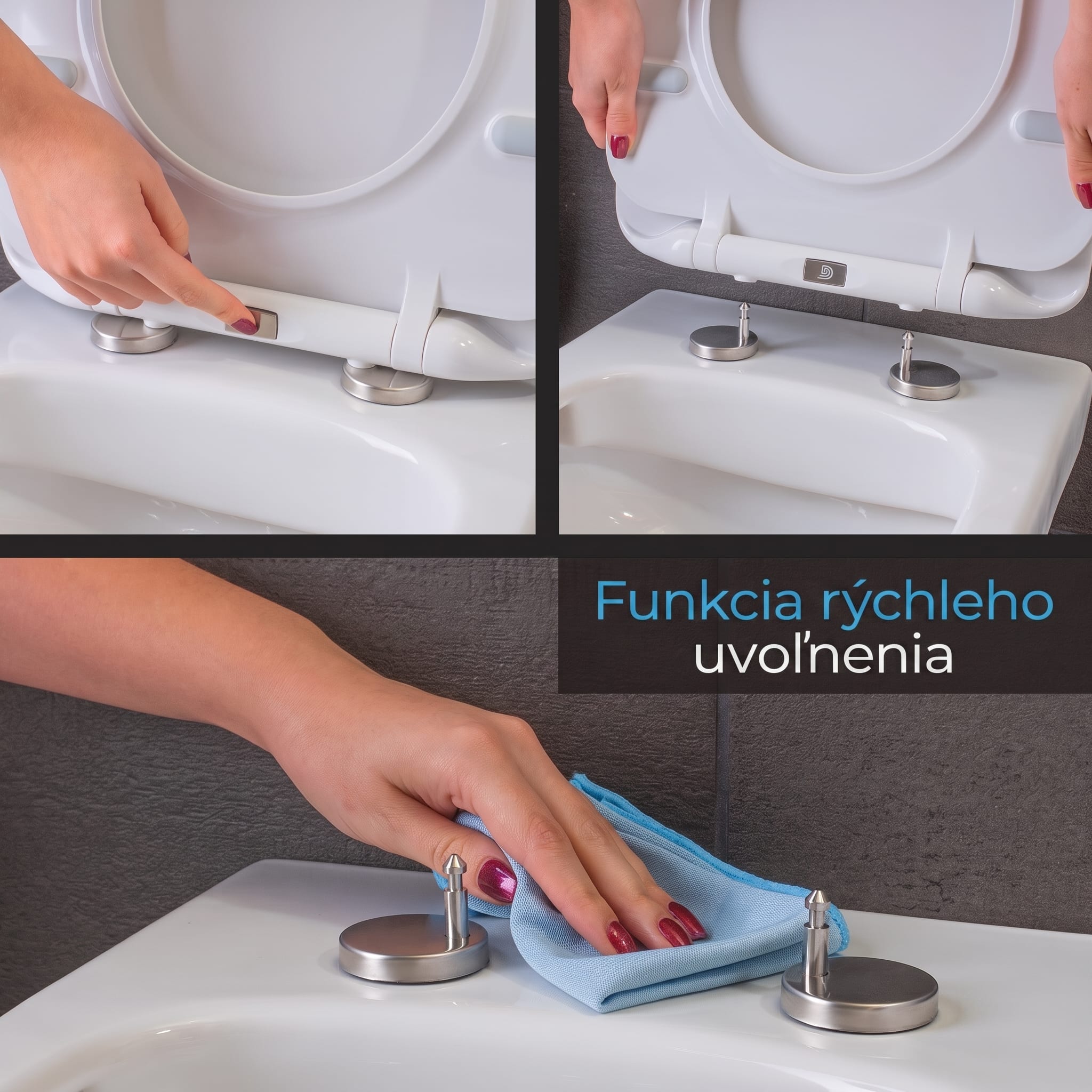 Blumfeldt Aliano WC sedadlo D-tvar s tlmeným zatváraním antibakteriálne – Obrázok 3
