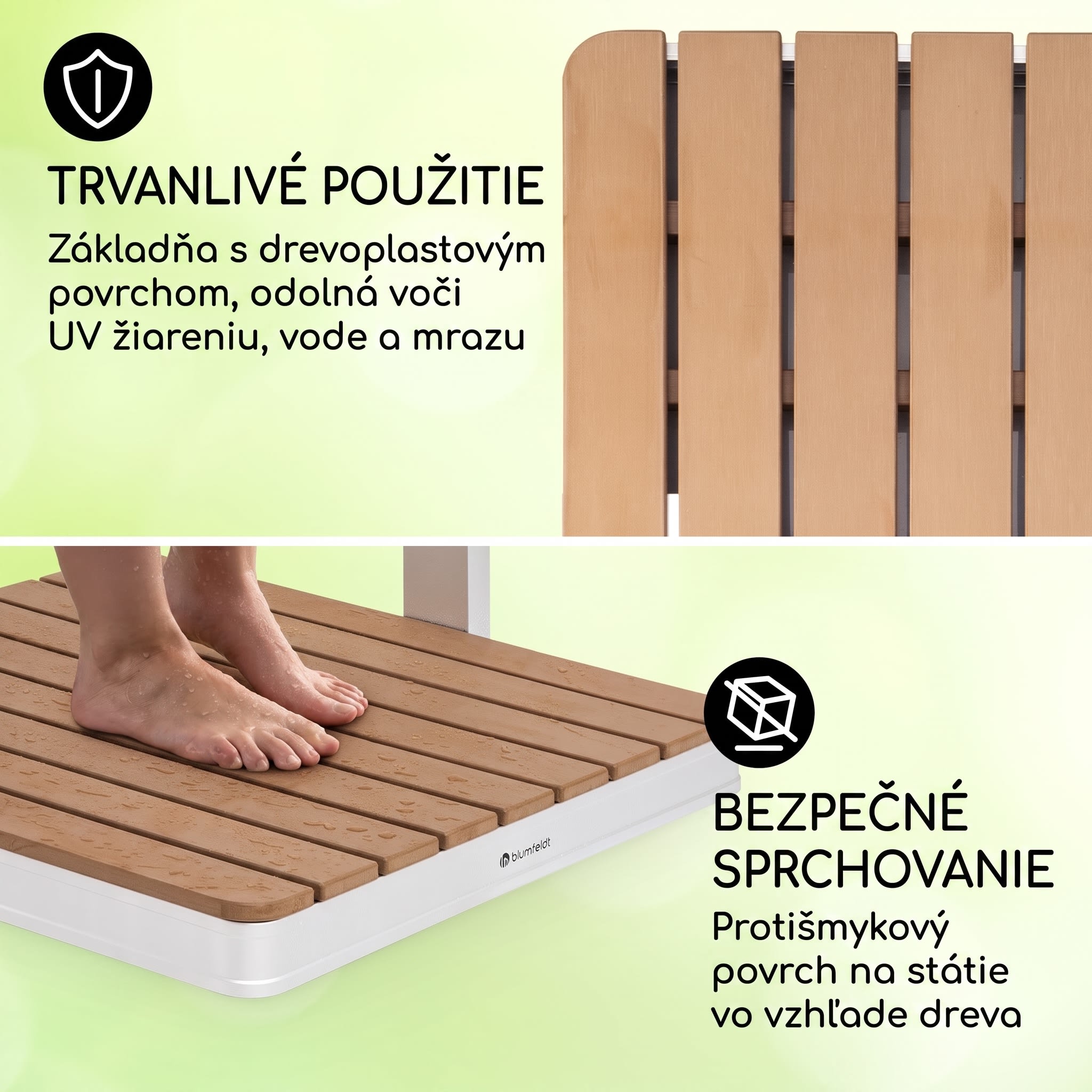 Blumfeldt Sumatra Breeze Square, záhradná sprcha, WPC, hliník, 70x55, hranatá – Obrázok 2