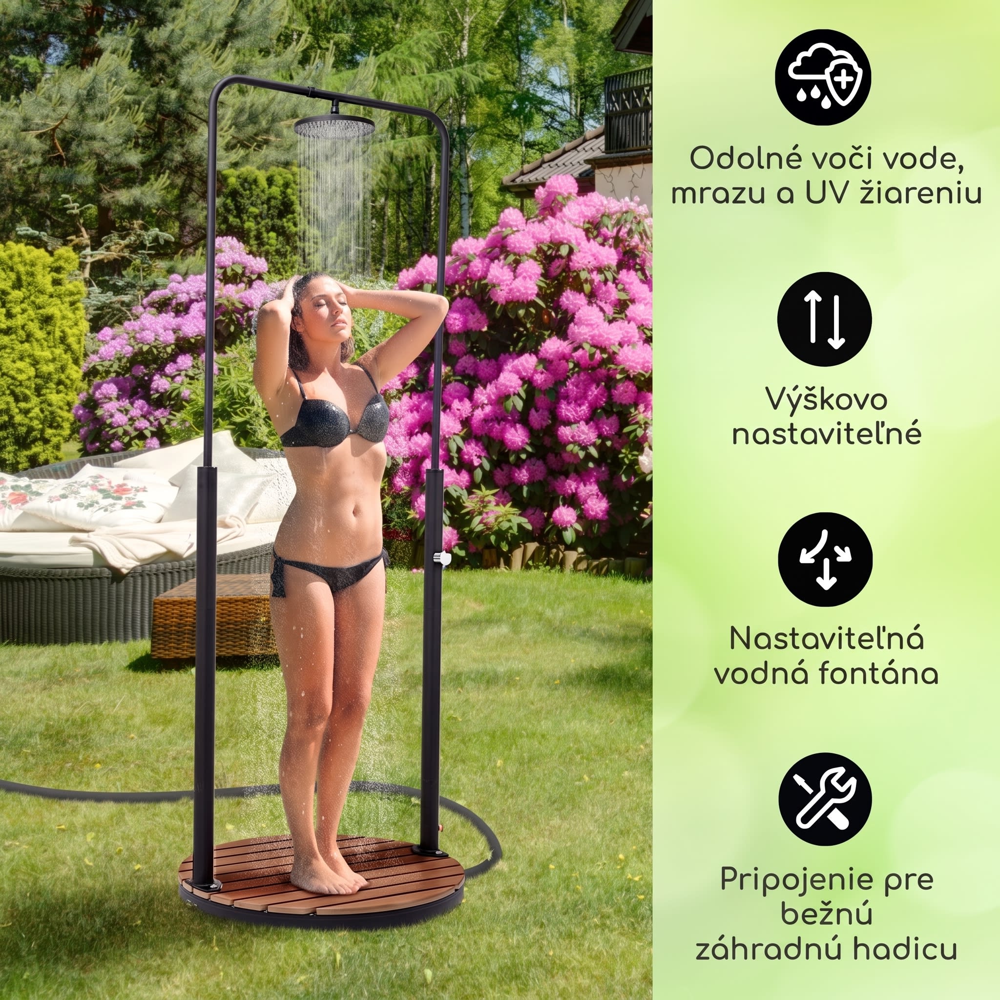 Blumfeldt Sumatra Falls okrúhla záhradná sprcha WPC hliník Ø 80 cm
