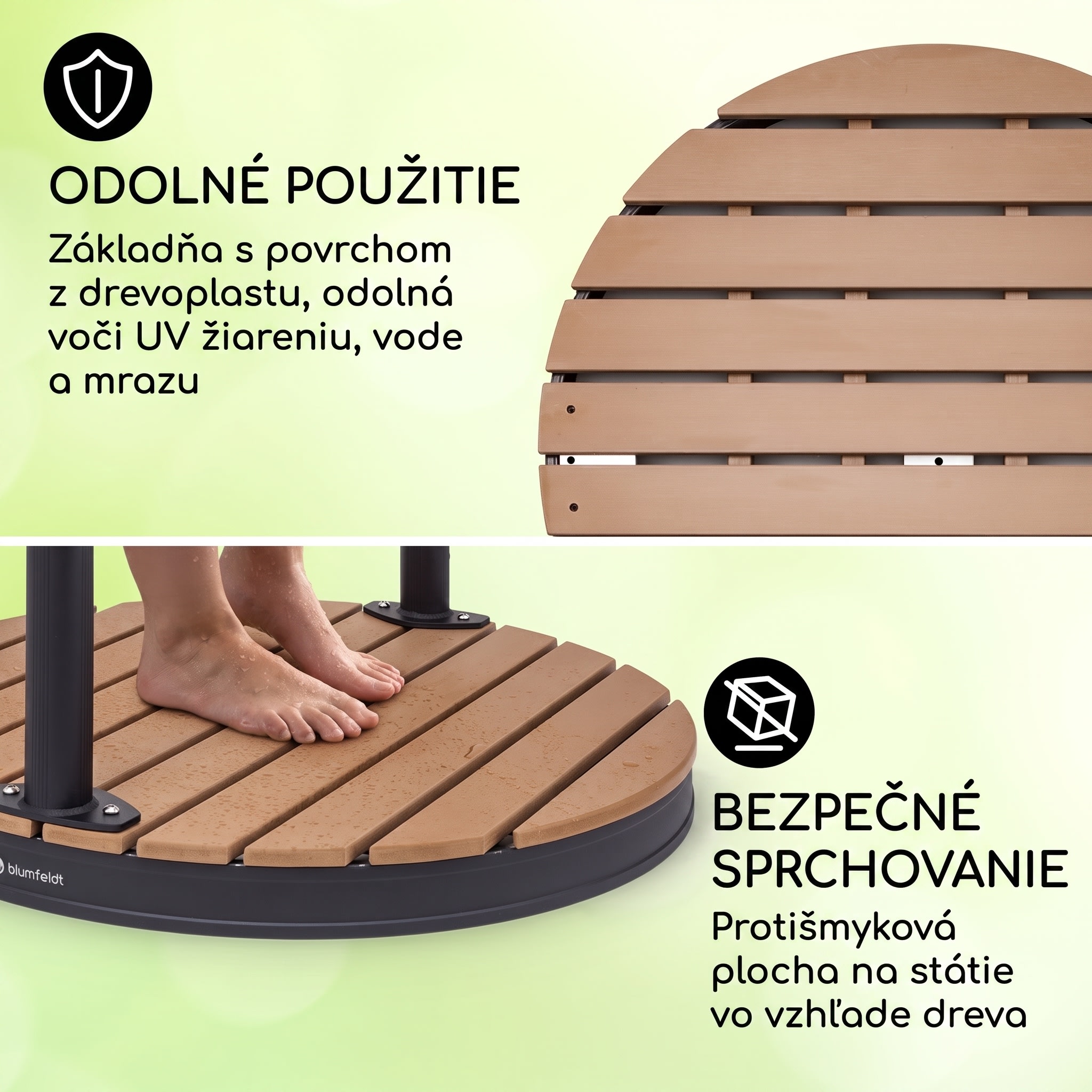Blumfeldt Sumatra Falls okrúhla záhradná sprcha WPC hliník Ø 80 cm – Obrázok 2
