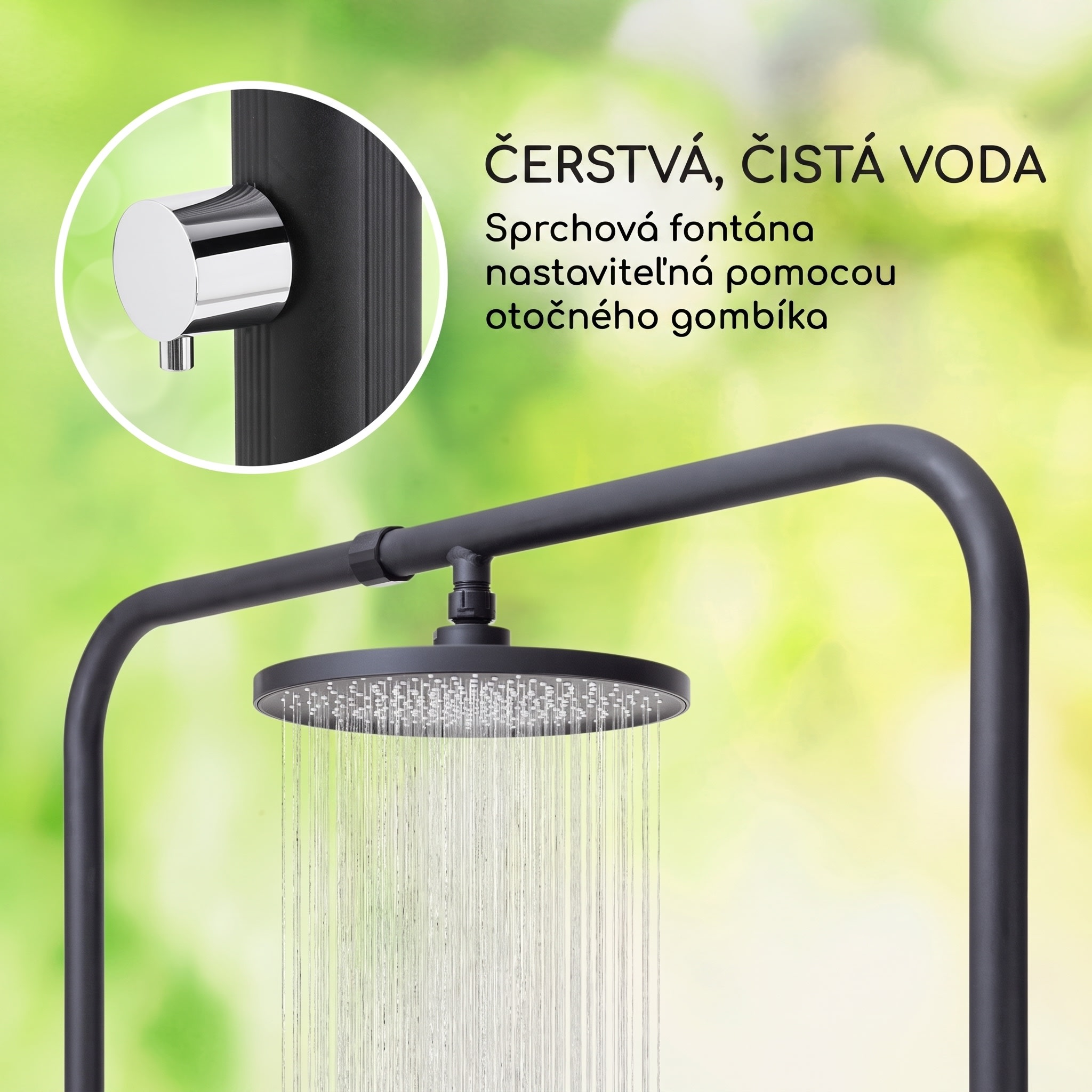 Blumfeldt Sumatra Falls okrúhla záhradná sprcha WPC hliník Ø 80 cm – Obrázok 3
