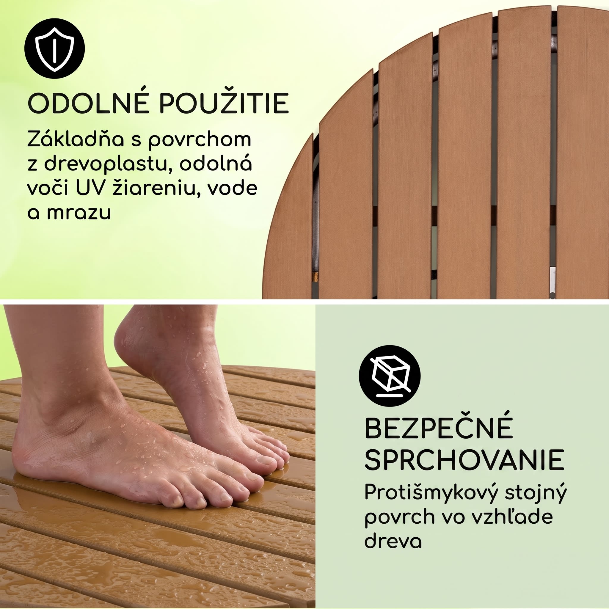 Blumfeldt Sumatra Breeze okrúhla záhradná sprcha WPC hliník 70x55 cm – Obrázok 2