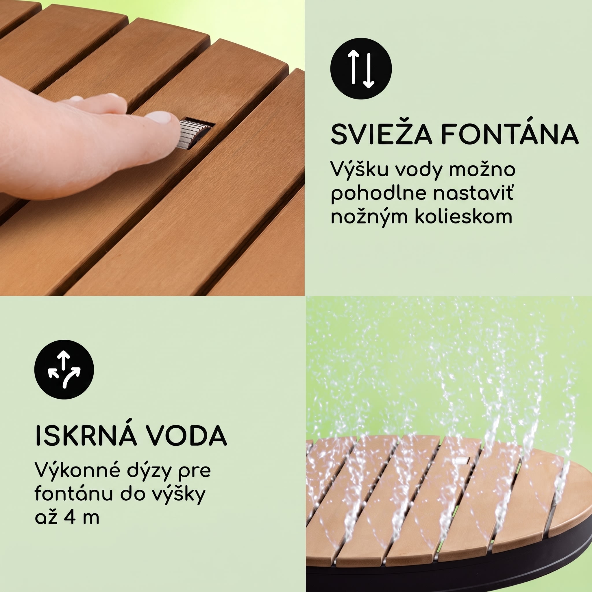 Blumfeldt Sumatra Breeze okrúhla záhradná sprcha WPC hliník 70x55 cm – Obrázok 3