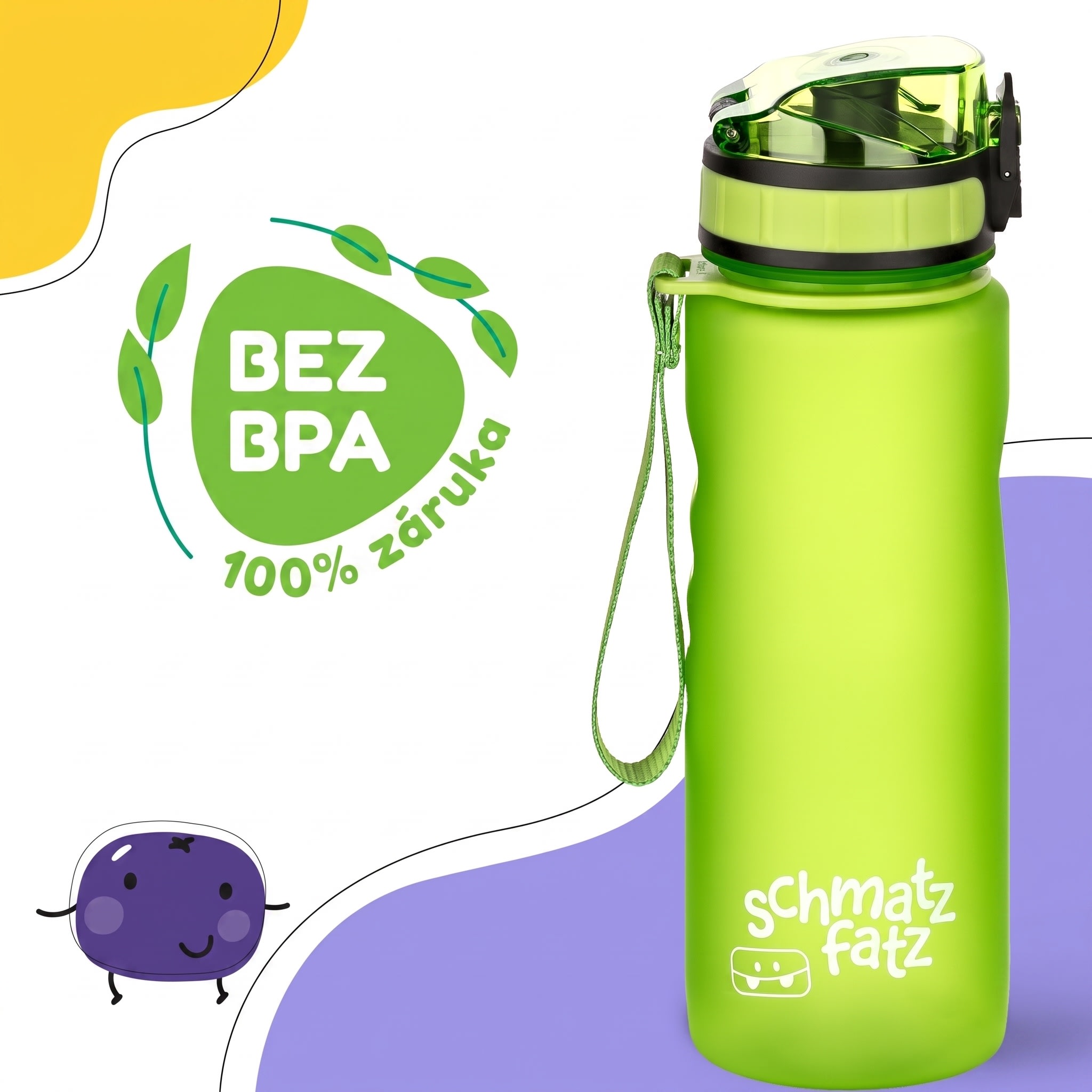 Klarstein Schmatzfatz Wakaba detská fľaša na pitie | 500 ml | Tritan | Popruh na prenášanie | Bez BPA