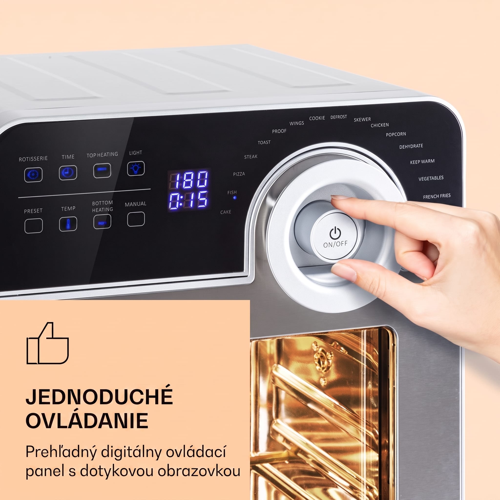 Klarstein AeroVital Cube Chef, teplovzdušná fritéza, 1700 W, 14 l, 16 programov, horný a spodný ohrev – Obrázok 4