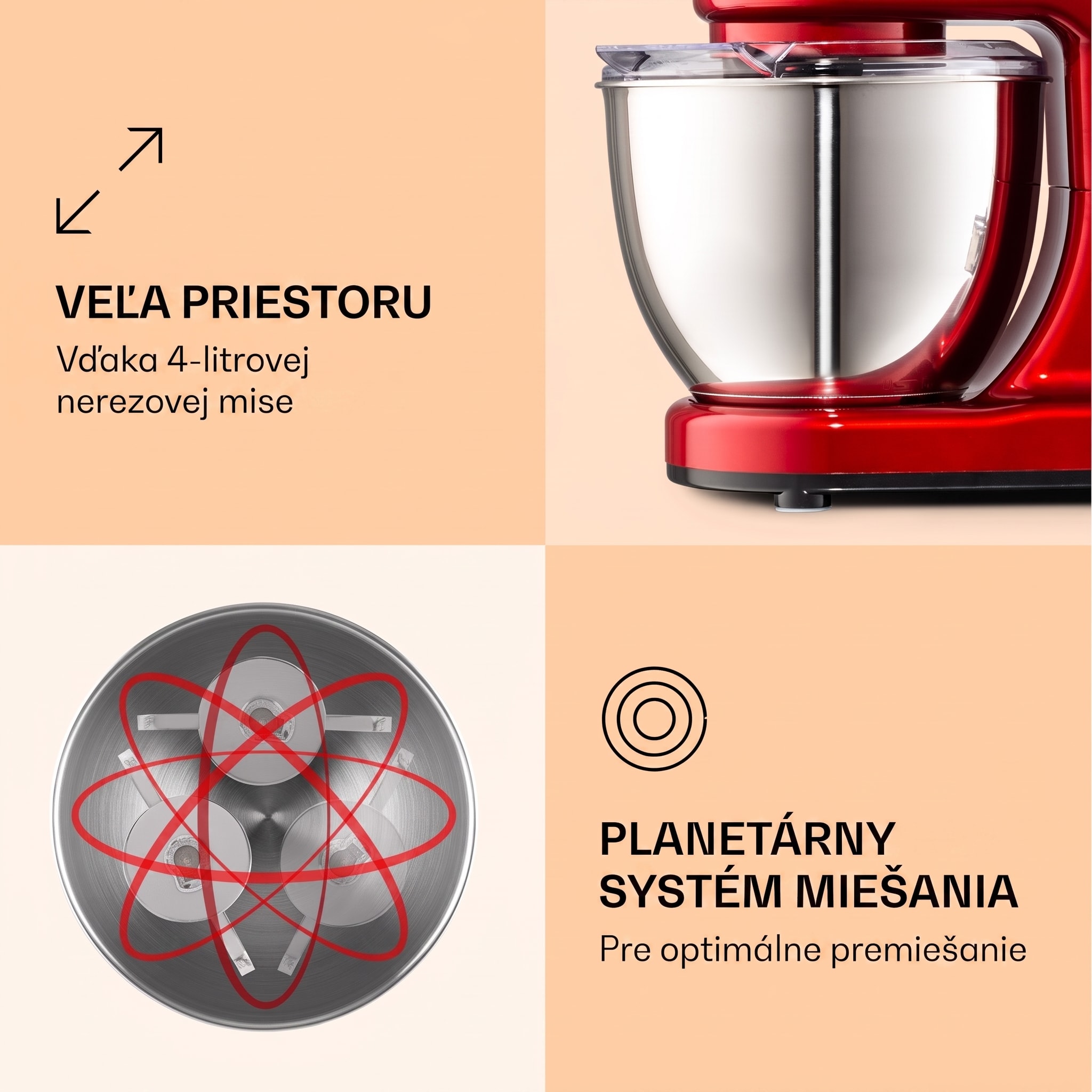 Klarstein Bella Mini, kuchynský robot, 1200 W, 6 stupňov, 4 l, pulzná funkcia, nehrdzavejúca oceľ – Obrázok 3
